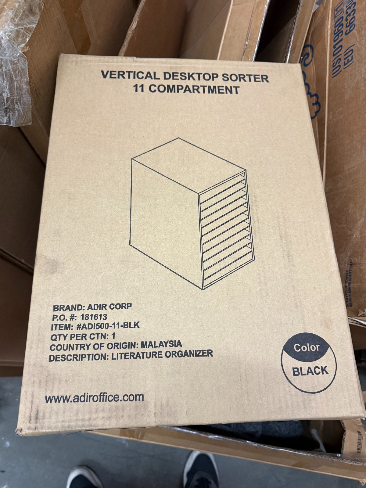 Adir Corp 11 Compartment Vertical Desktop Sorter Black ADI500-11-BLK NEW