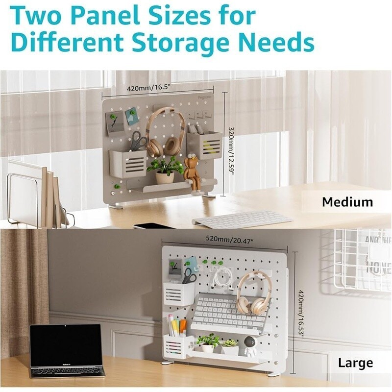 Clamp-on Desk Pegboard Organizer Magnetic W/ Accessories Office Gaming Storage