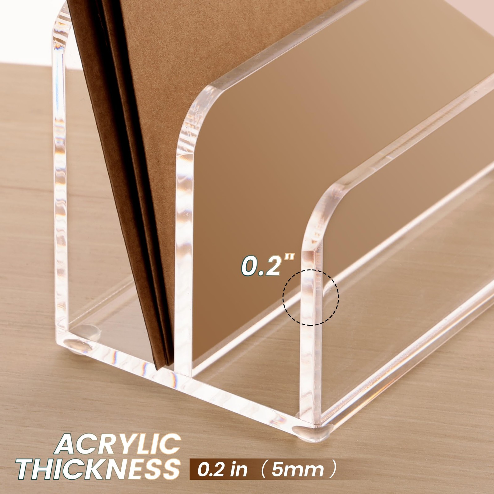 1 PCS Clear Acrylic Mail Letter File Holder 2 Section Desk Organizer Storage