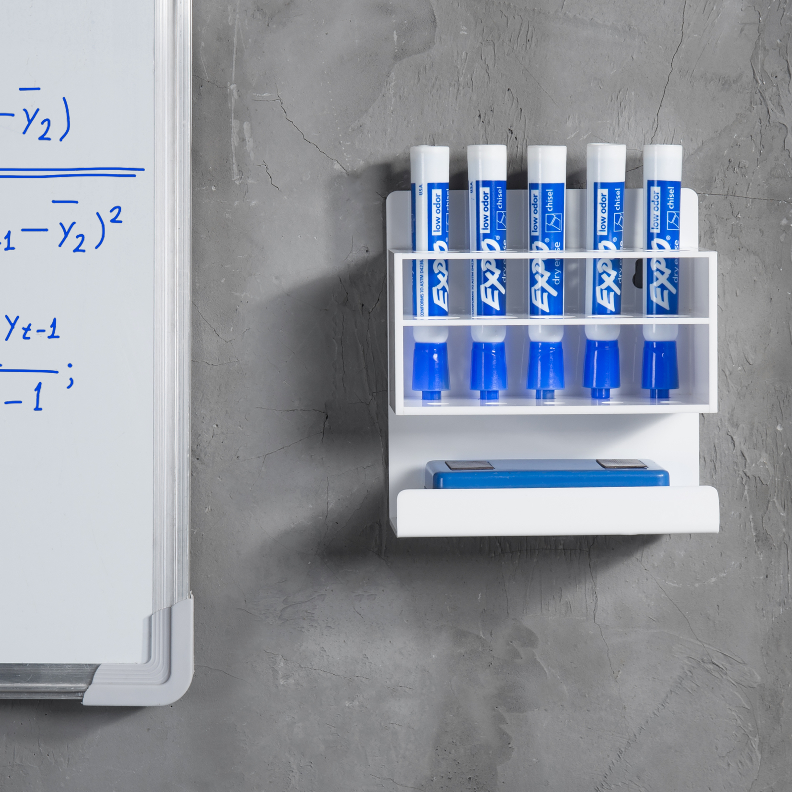 MyGift 2 Tier White Acrylic 10 Slot Dry Erase Marker and Eraser Wall Stand Rack