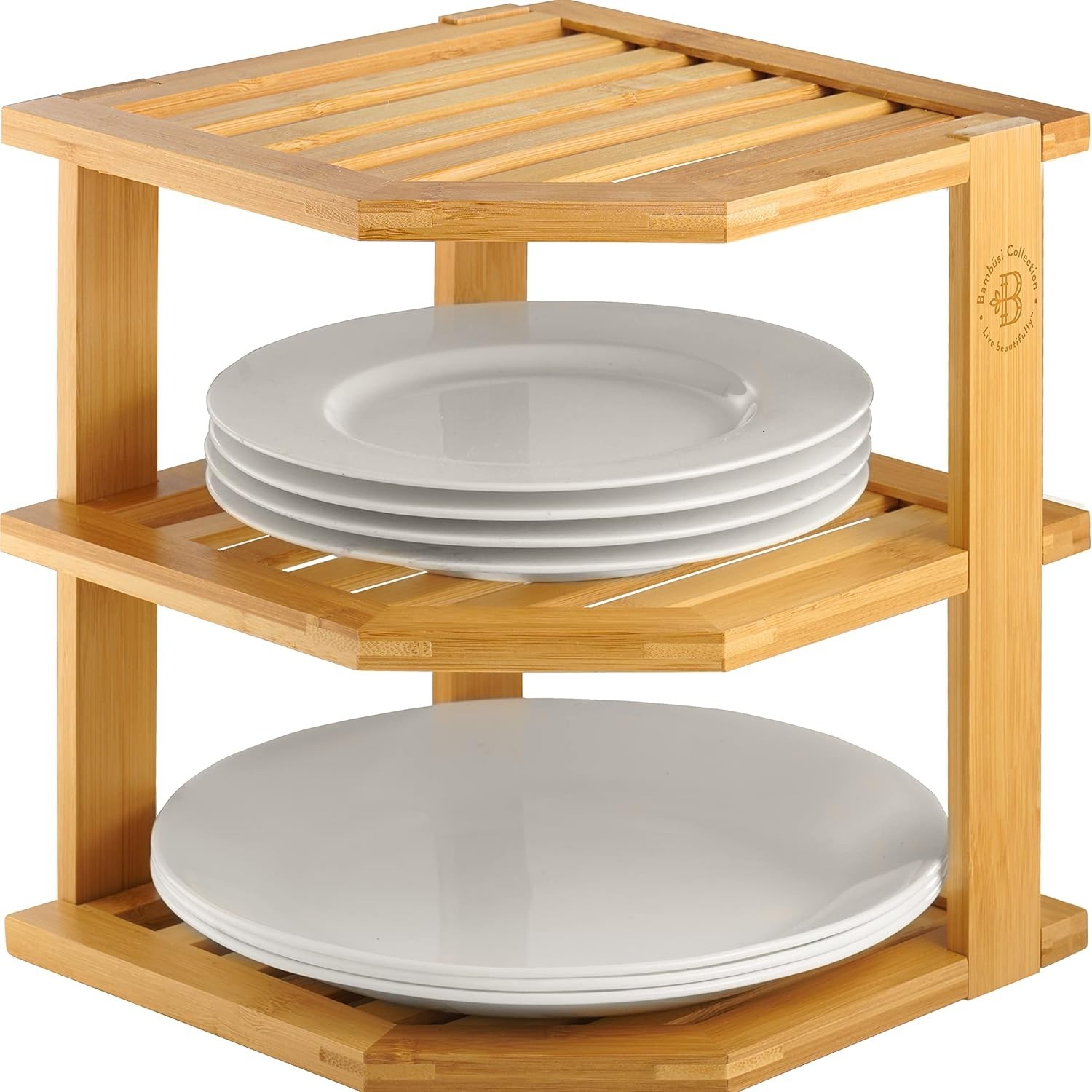 Bamboo Corner Shelf Cabinet Organizer