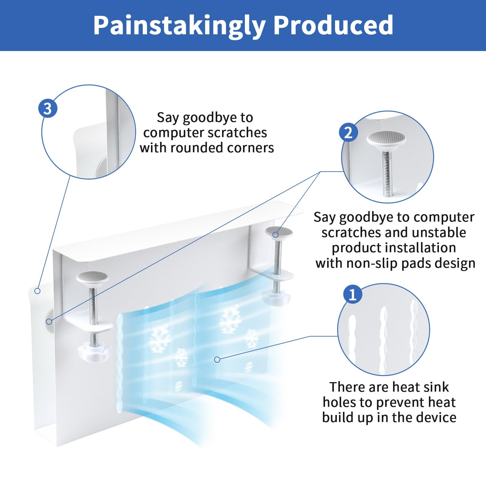 LUKETURE Desk Side Storage, Steel Organizer, No M(1 Tier), White