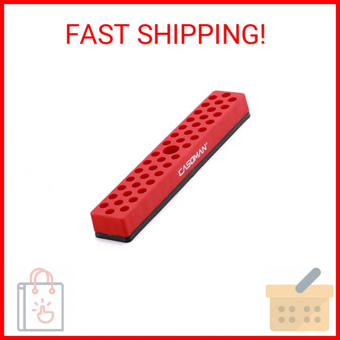 CASOMAN 1/4″ Hex Bit Organizer with Magnetic Base – Red, 43 Hole Bit Organizer w