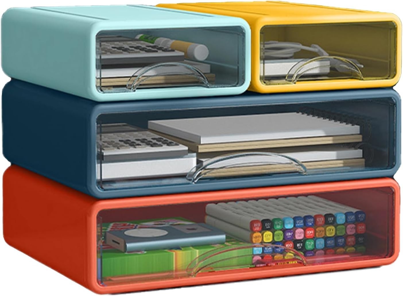 Desk Organizer with Drawers, Stackable Storage Drawers with Compartments Desktop