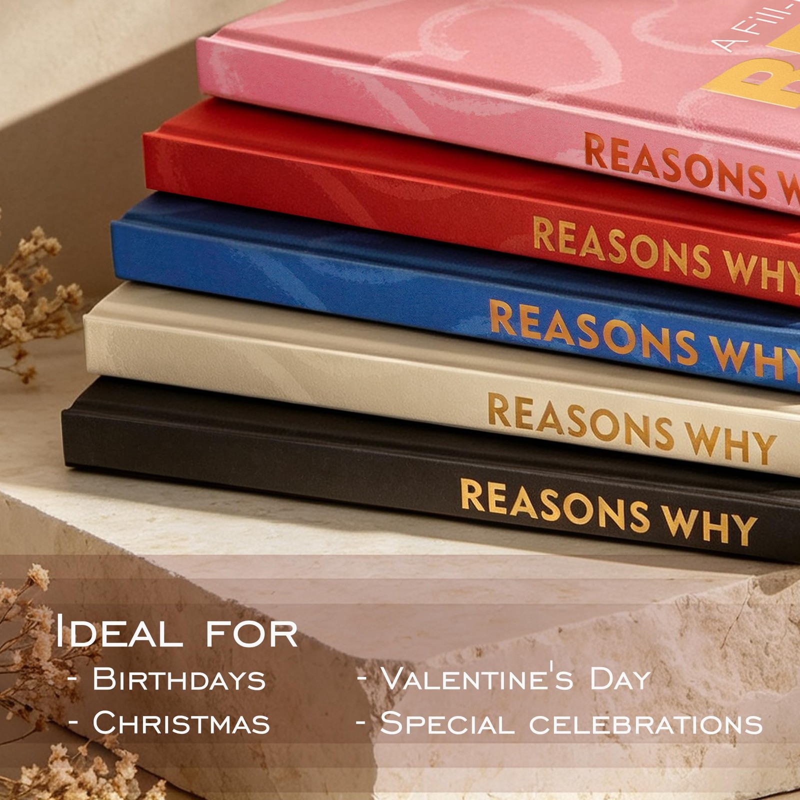 Artmag A Fill-in Memory Journal B5 Reasons Why I Love You Gifts for Him, Red