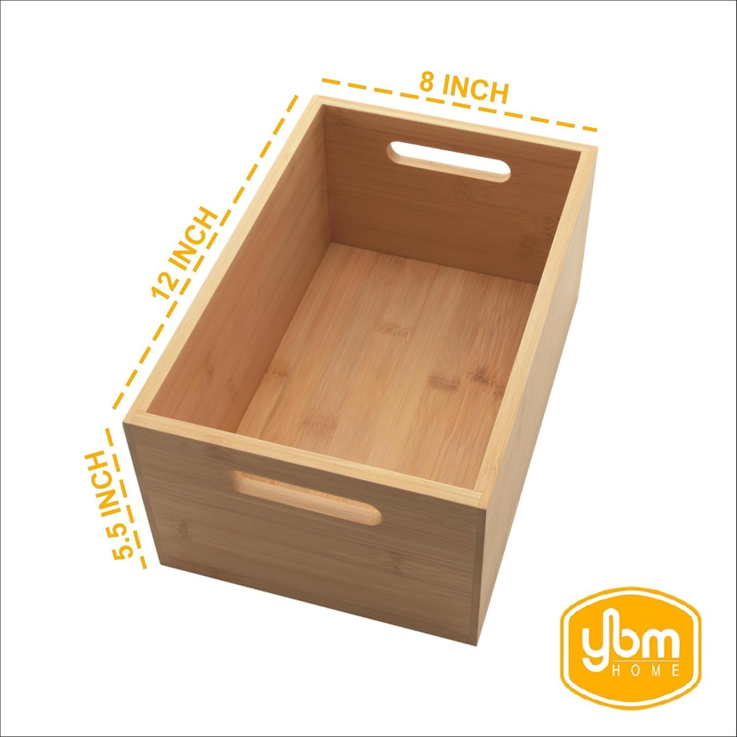 Large Bamboo Storage Boxes with Handle for Home and Office Organization