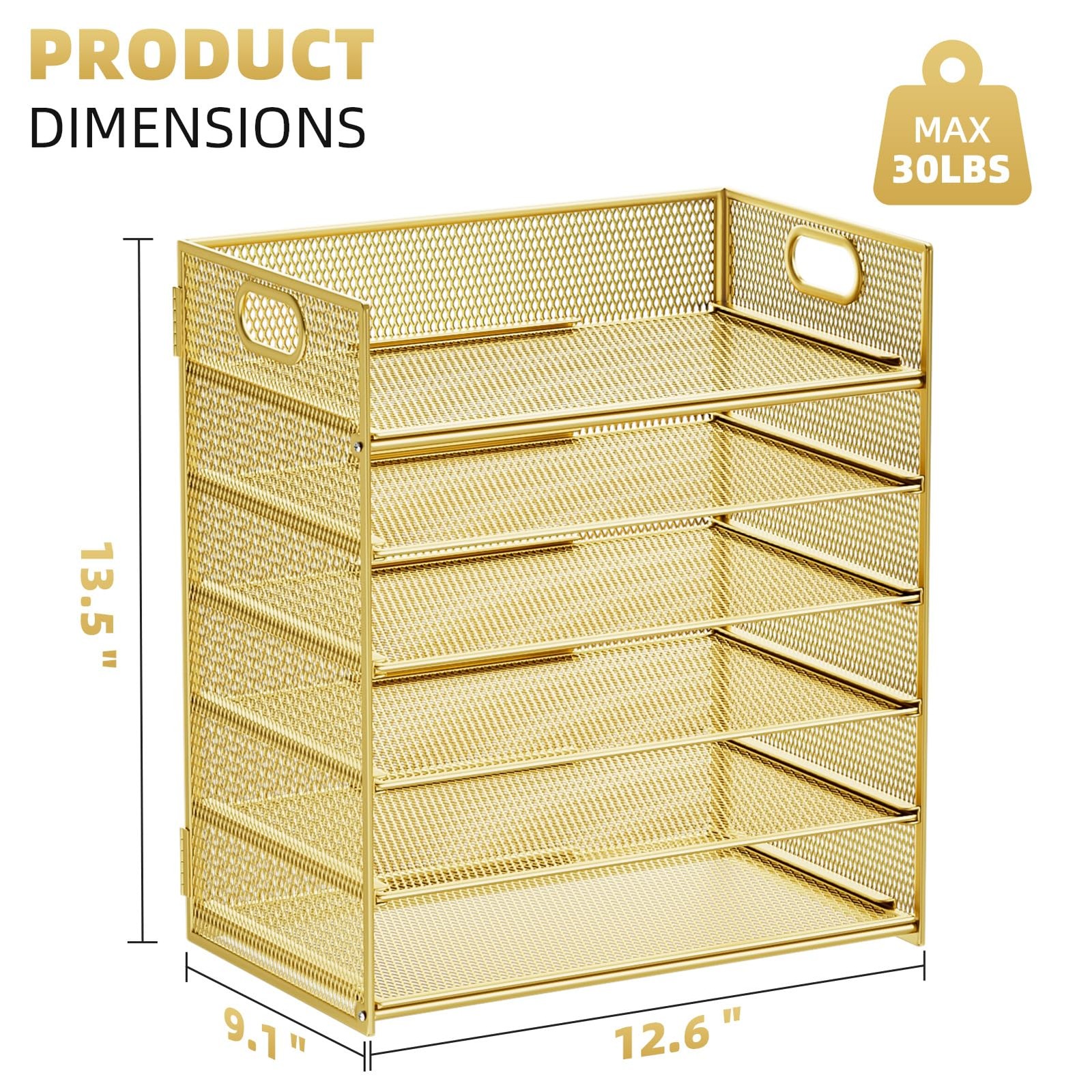Paper Letter Tray Organizer – 6 Tier Mesh File Organizer with Handle, Paper S…