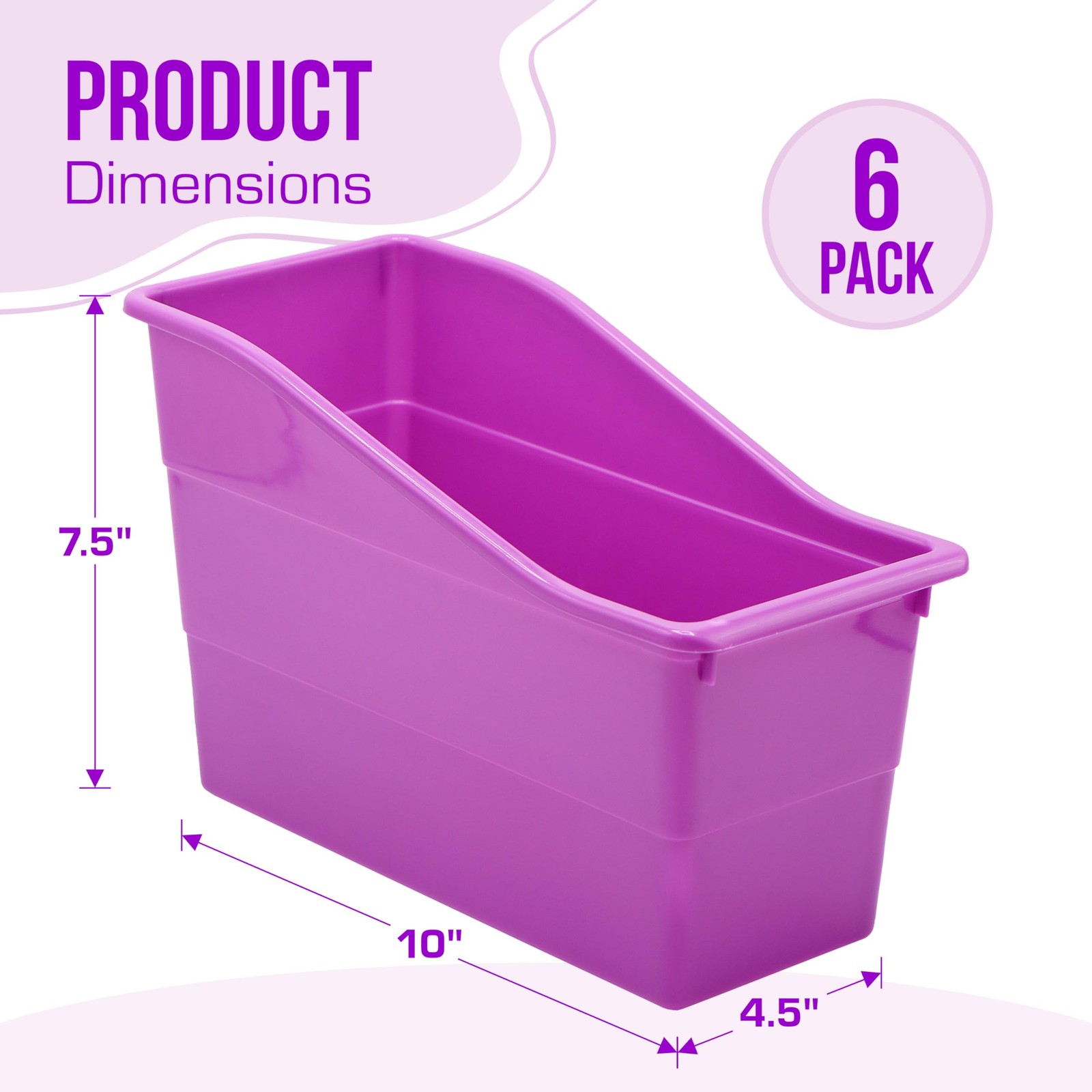 6 Durable Book and Binder Holder, Files Book Bins for Classroom, Plastic Vert…