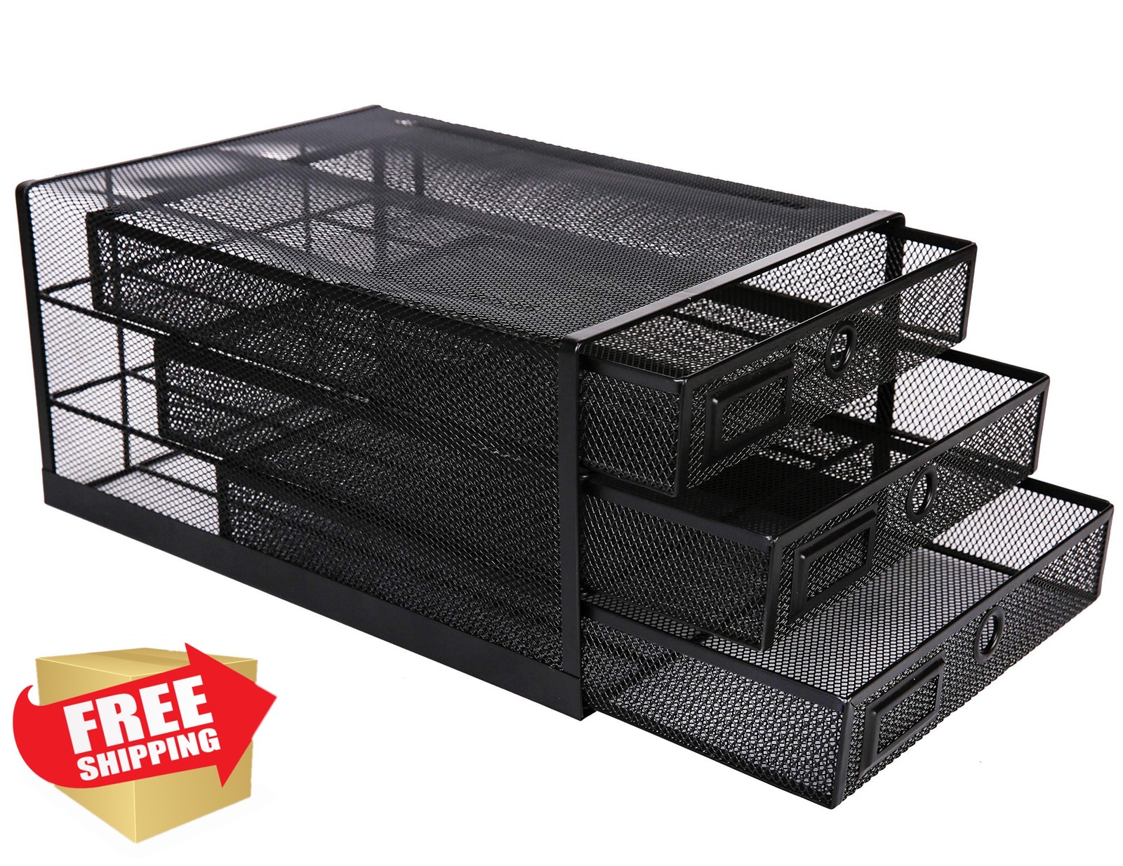 Annova Desk Organizer Wire Mesh 3 Tier Black