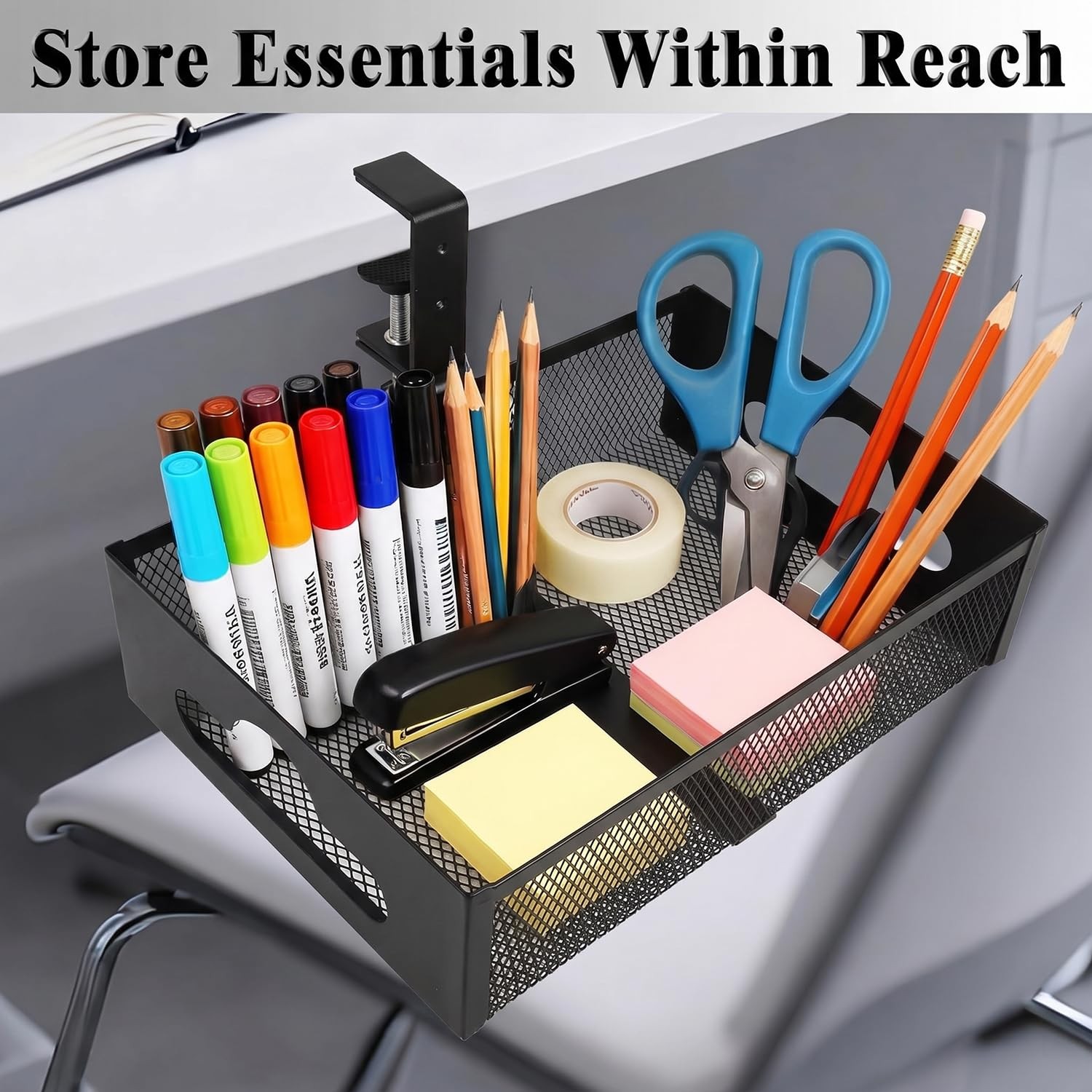 Under Desk Organizer 360° Swivel,under Desk Drawer, Clamp-On No Drill Install…