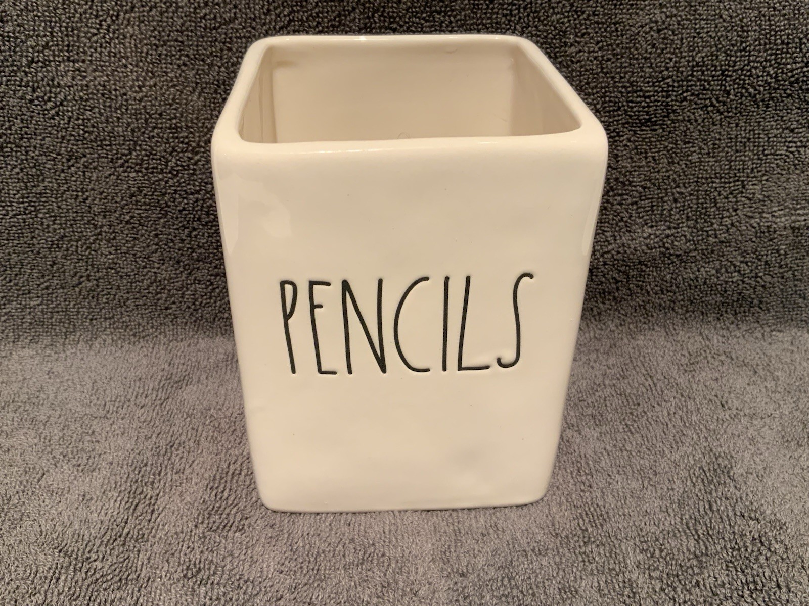 Rae Dunn 3.5” Square 4.5”H Ceramic Pencils Holder