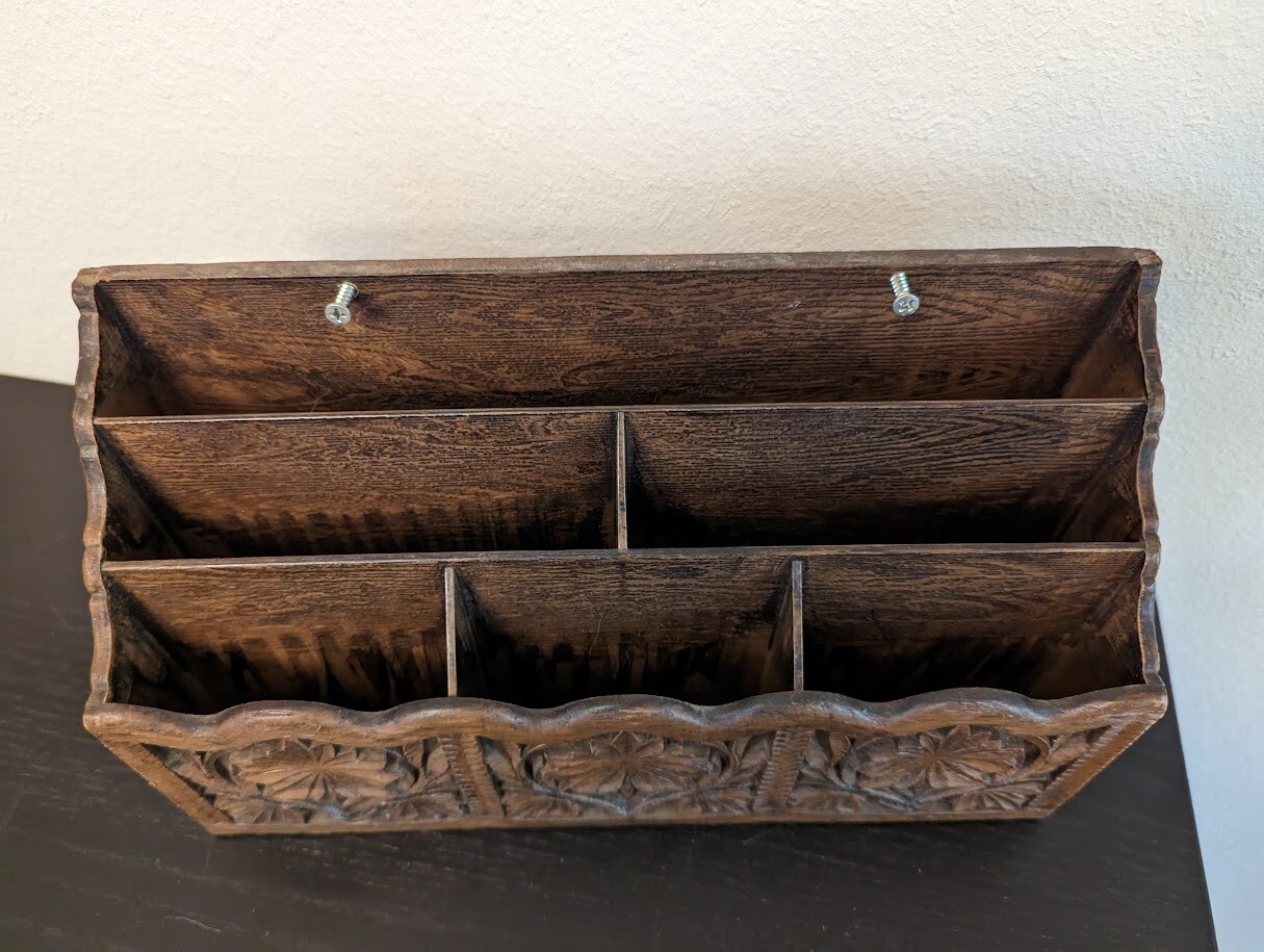 Vtg Desk Top Letter Mail File Holder Organizer Lerner Faux Wood Mid Century VGC
