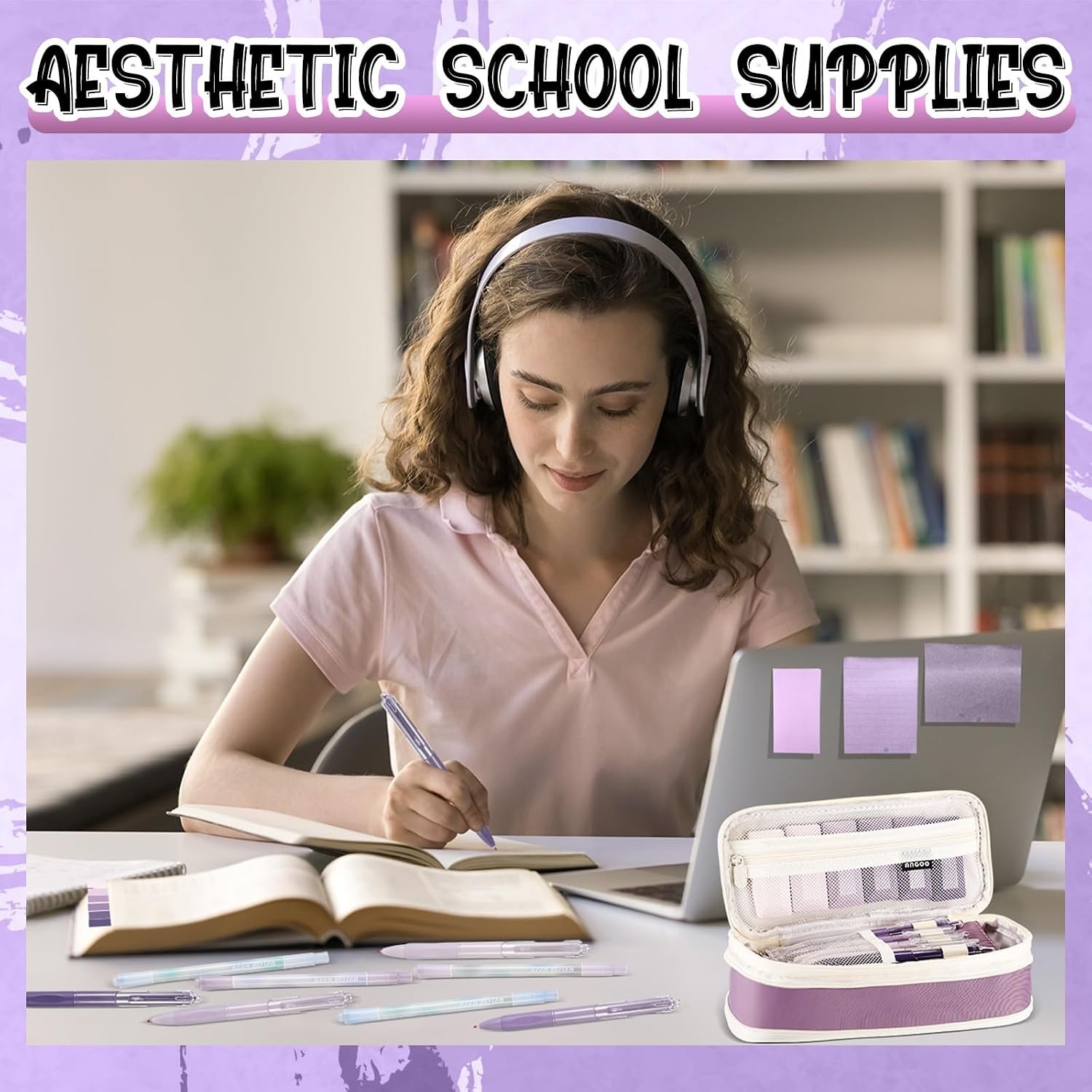 Practical 38-Piece Office Supplies in Stylish Purple – Perfect for Organizing
