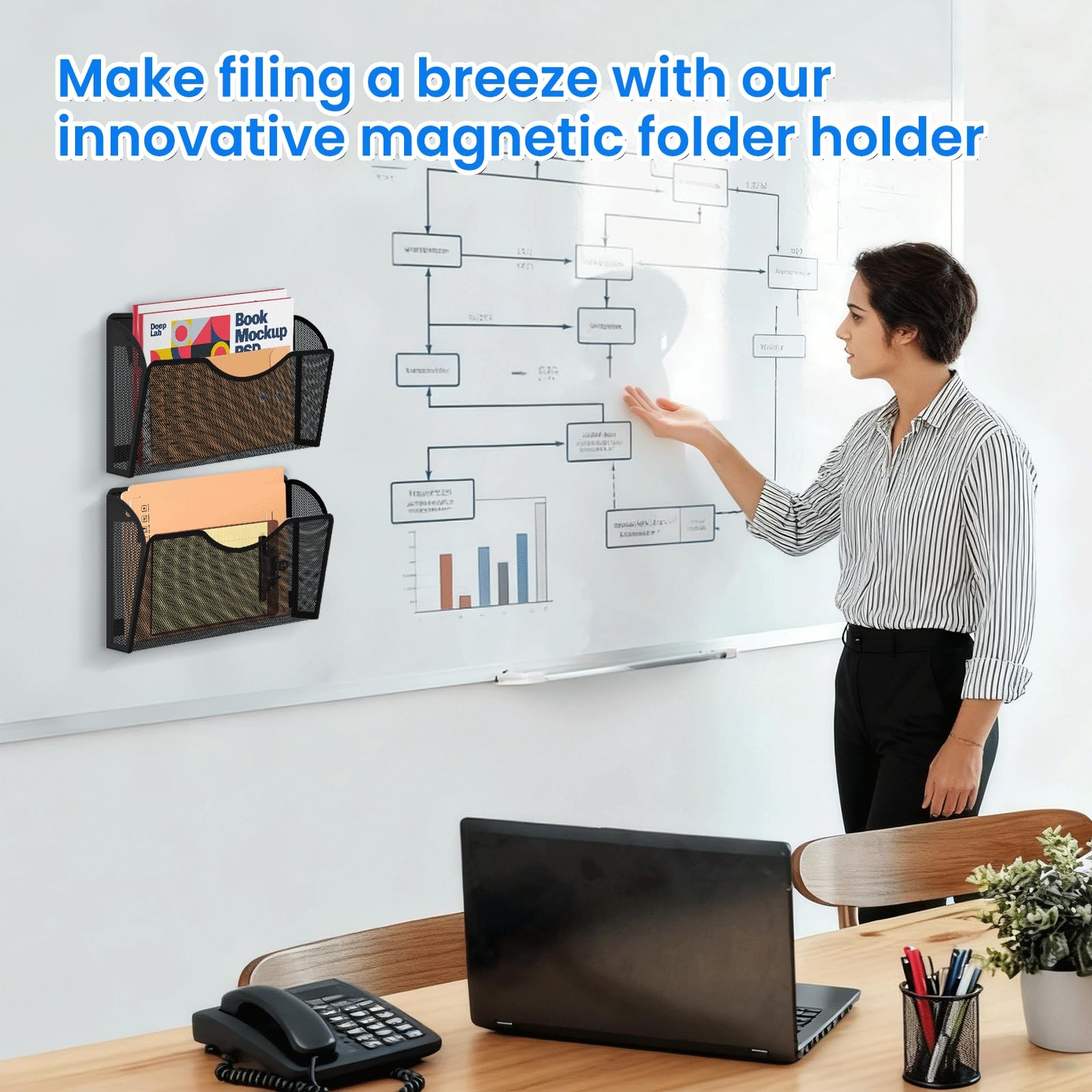 KZWKRG Magnetic File Holder 3PCS Wall Folder Organizer, No Black