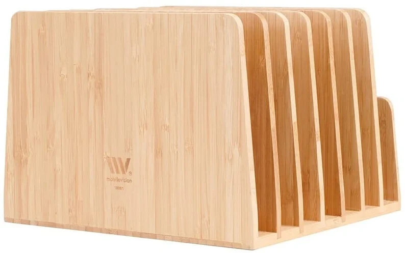 MobileVision Bamboo Desktop File Folder Organizer and Paper Tray, 7 Slots