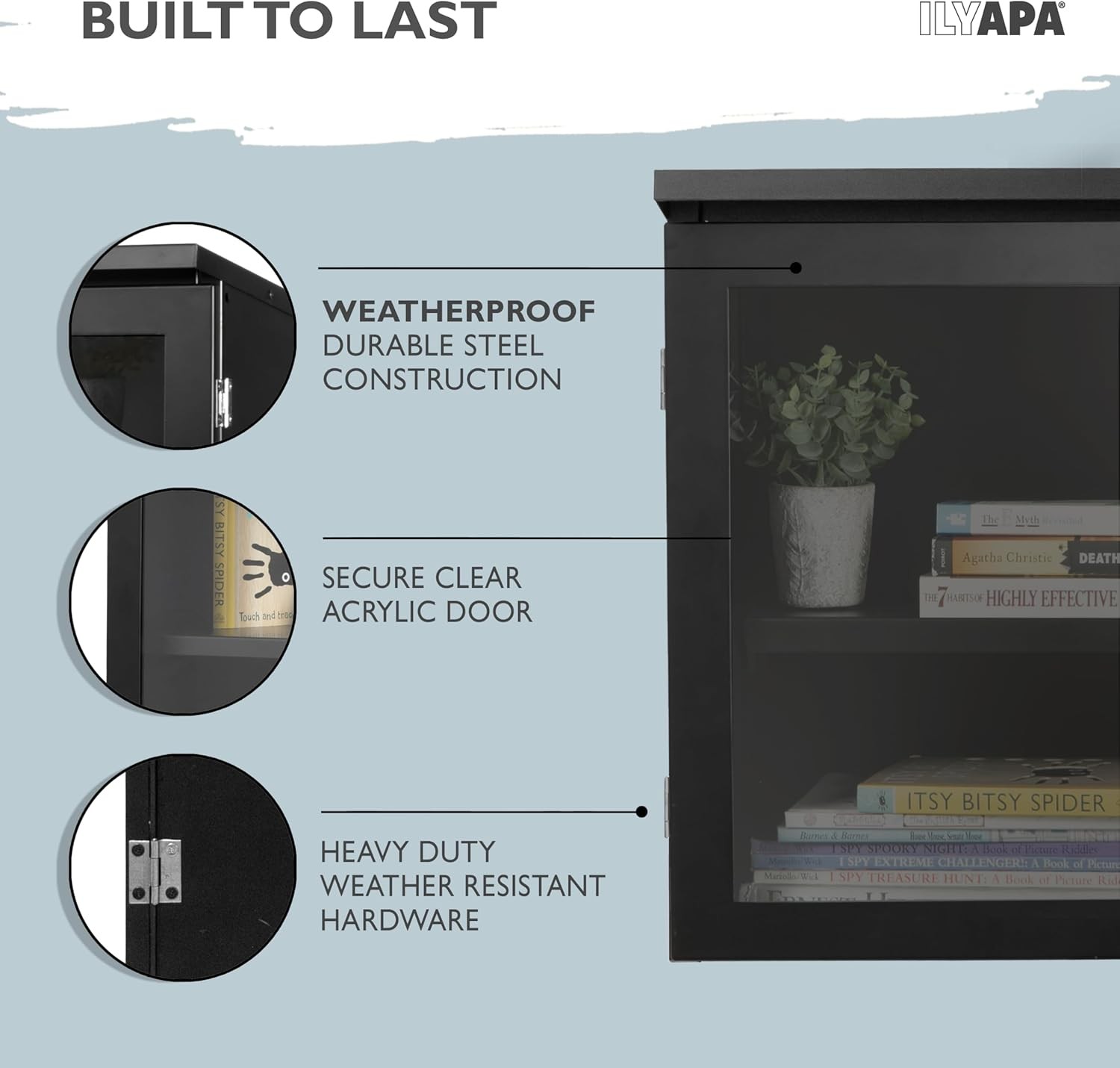 Outdoor Library Book Box – Free Literature Exchange Kit for outside – Black Powd