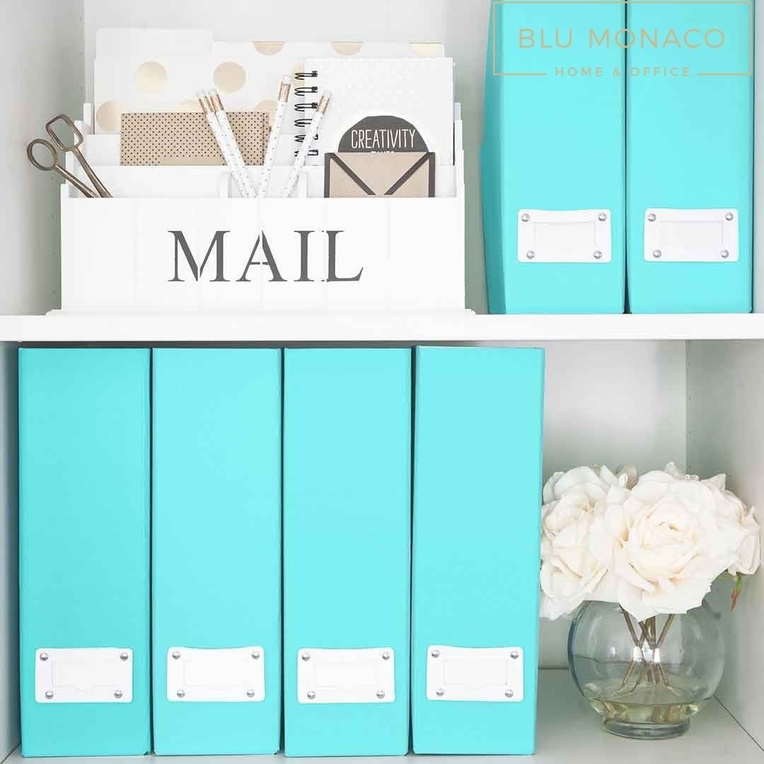 Magazine File Holders with White Label Holder by Blu Monaco Set of 6