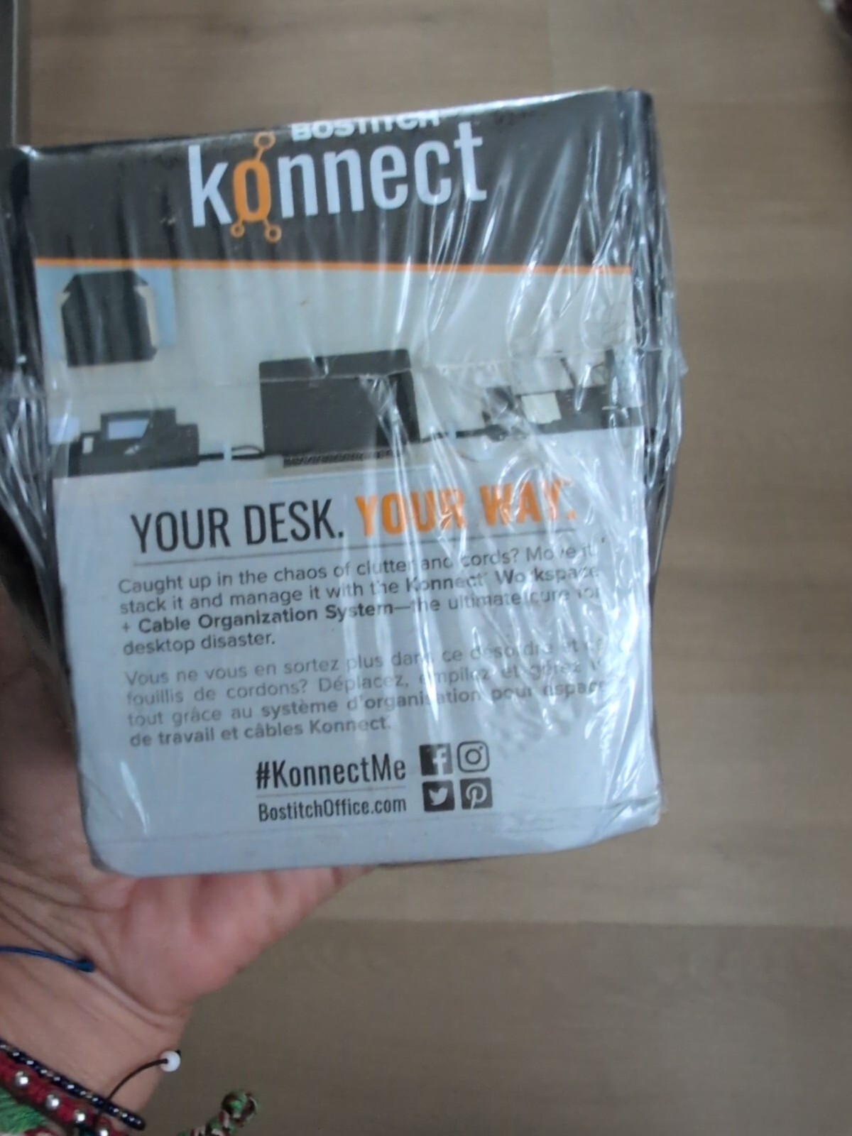 BOSTITCH KONNECT 1 Piece Set-Sticky Note Holder + 3 Storage Bins NEW Black