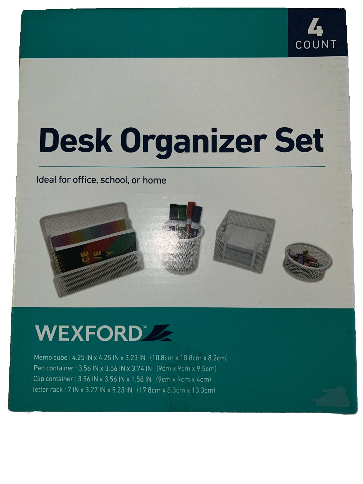 4 Piece Desk Organizer Set Storage Office Business School Dorm Home, White