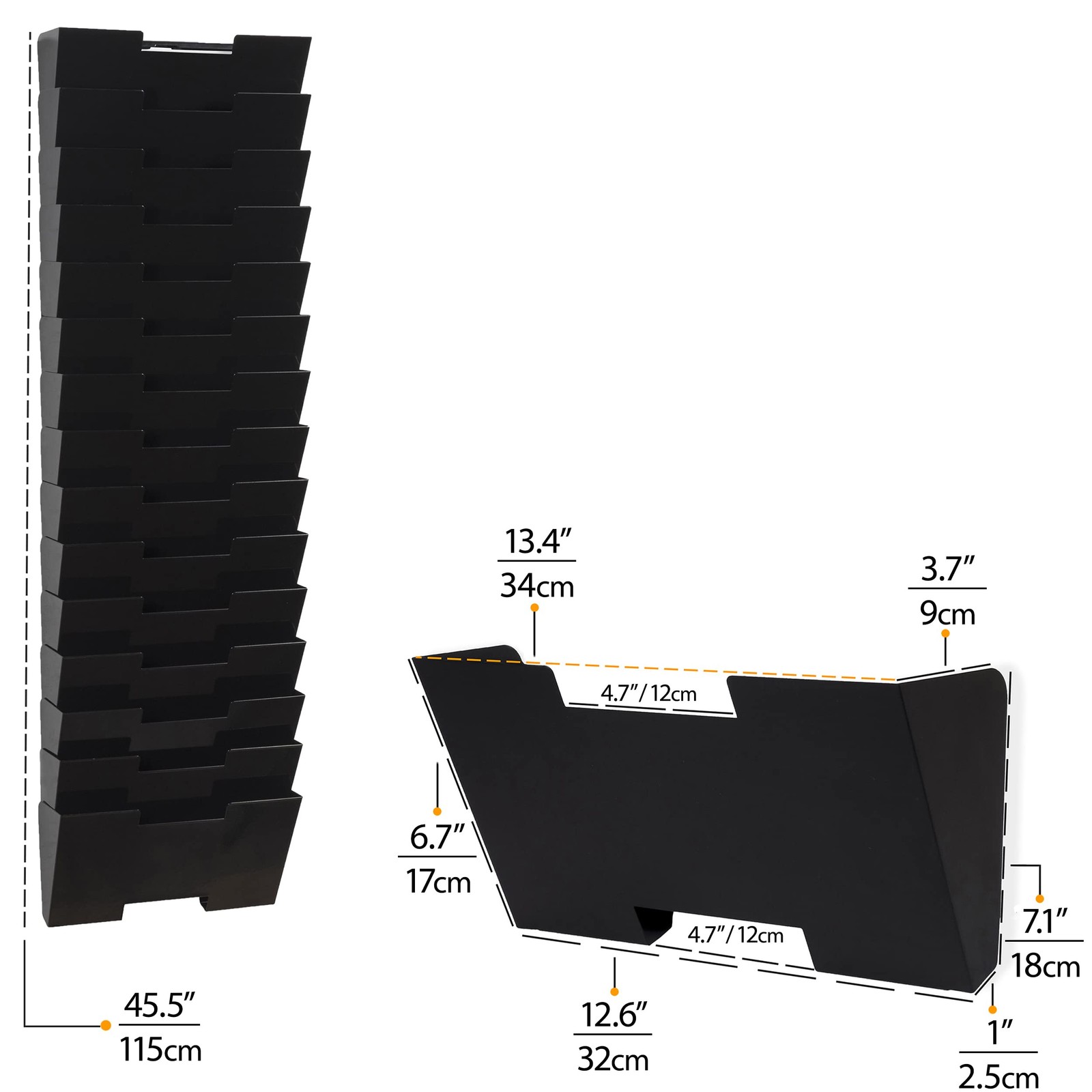 Wallniture Lisbon 15-Tier Wall Mounted File Holder And Desk Organizer Metal
