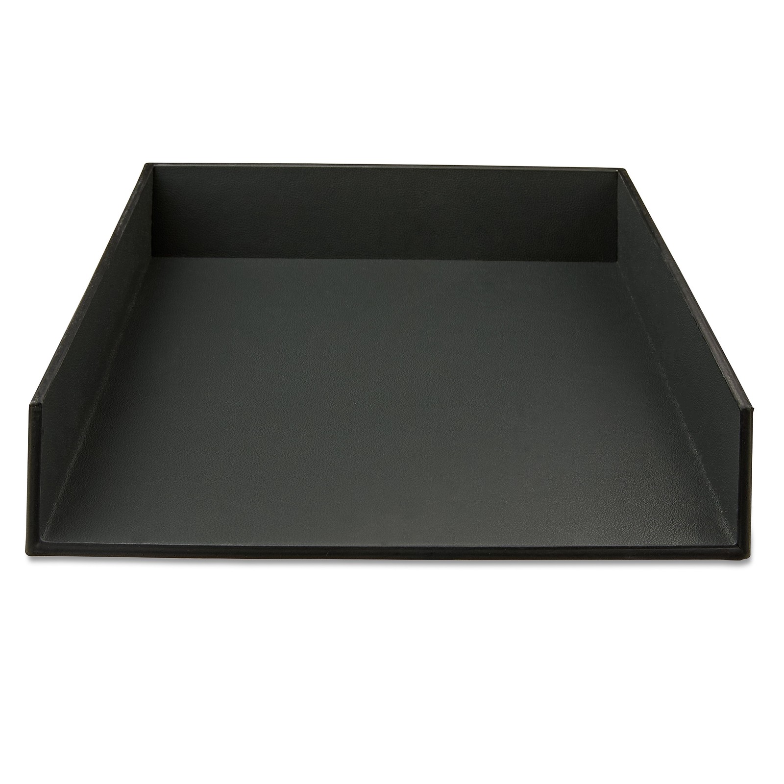 (3 pack)Simulated Leather Letter Tray, 10 in x 12 in x 2 in, Rich Black