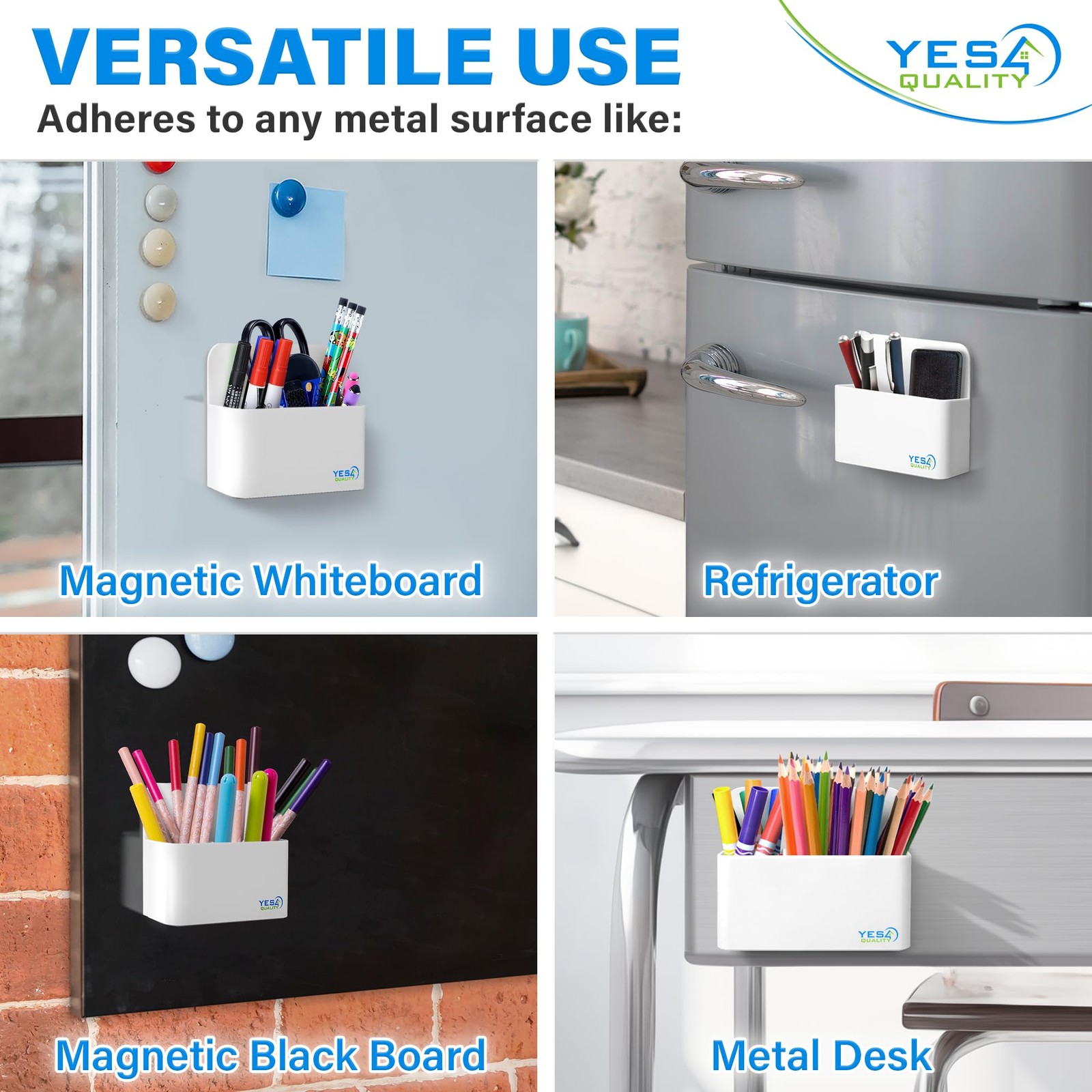 YES4QUALITY Magnetic Pen Holder with Strong Back & 2 White