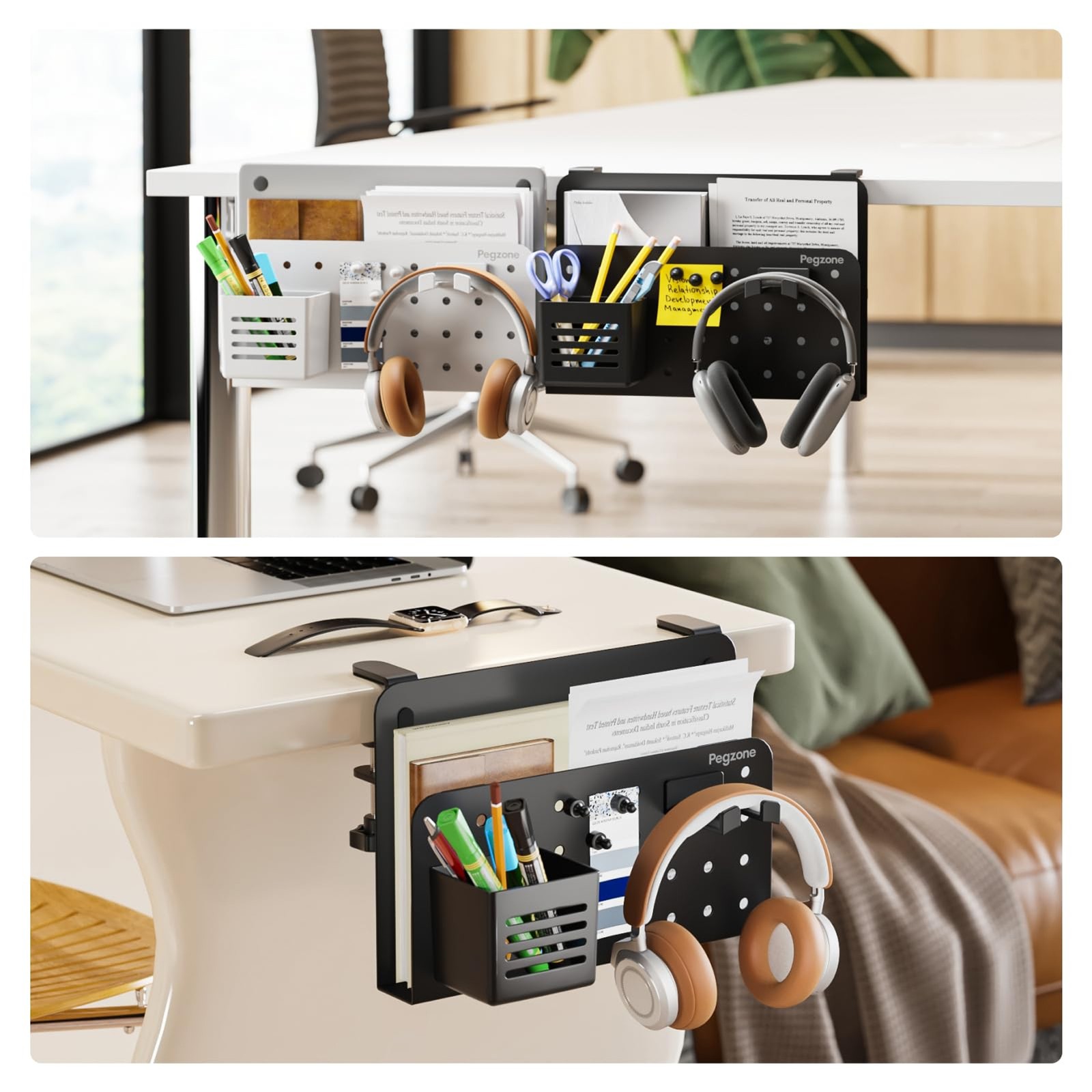 Desk Side Storage Organizer Clamp Mount Laptop Holder Pegboard Accessories note