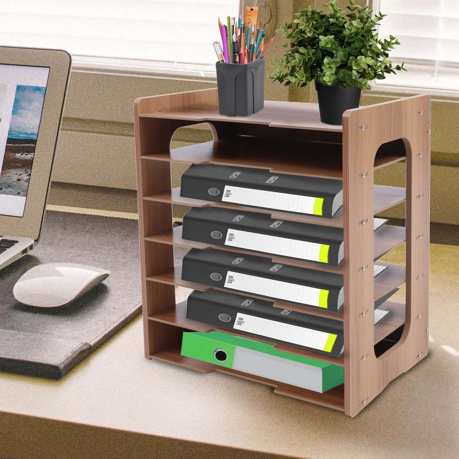 7Tier Widen Wood Office 36*25*38.5cm/14.17*9.84*15.16in, Natural Color