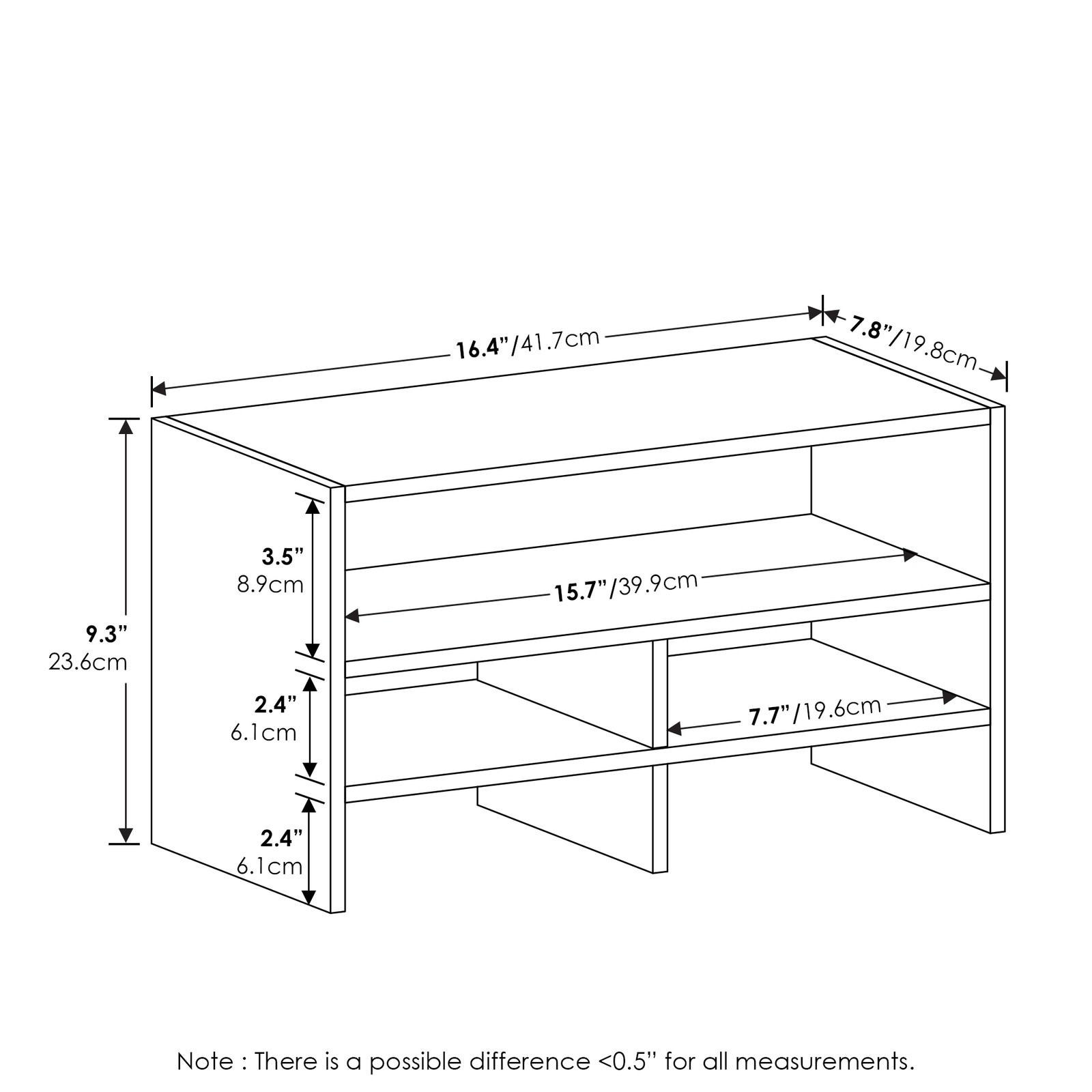 Furinno HERMITE Desk Top Organizing Shelf Bookcase in French Oak