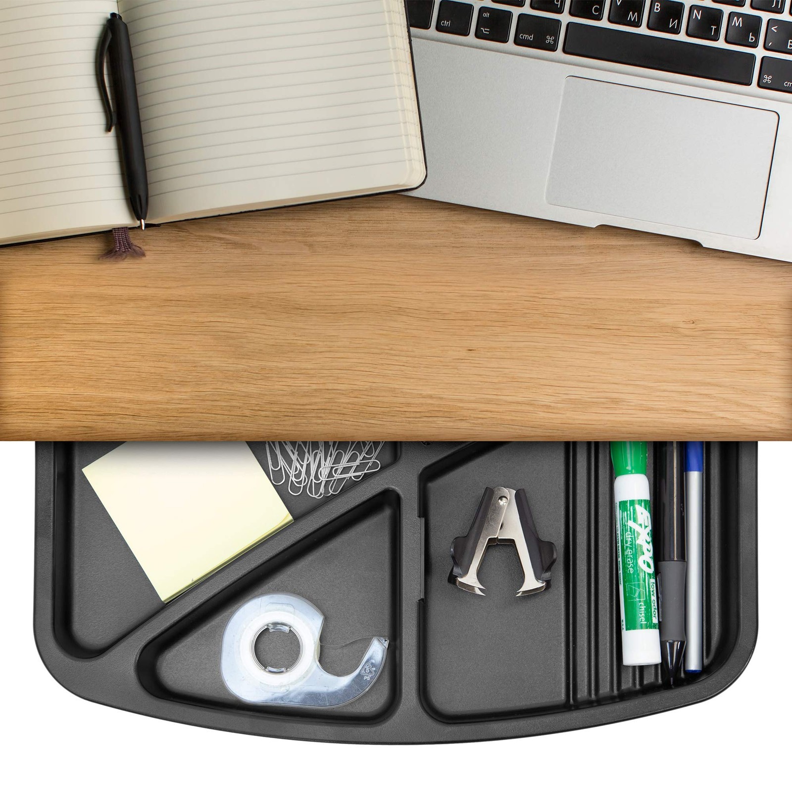 Mount-It! Under Desk Mounted Drawer, Swivel Tray for Paper Black
