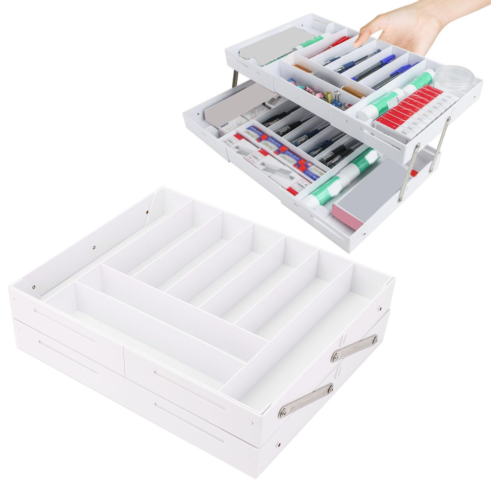 Extra Large and High Drawer Organizer, 2 Tier Expandable Desk Organizer, Mult…