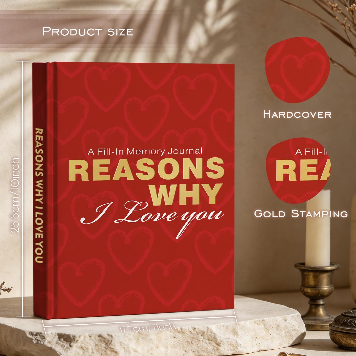 Artmag A Fill-in Memory Journal B5 Reasons Why I Love You Gifts for Him, Red