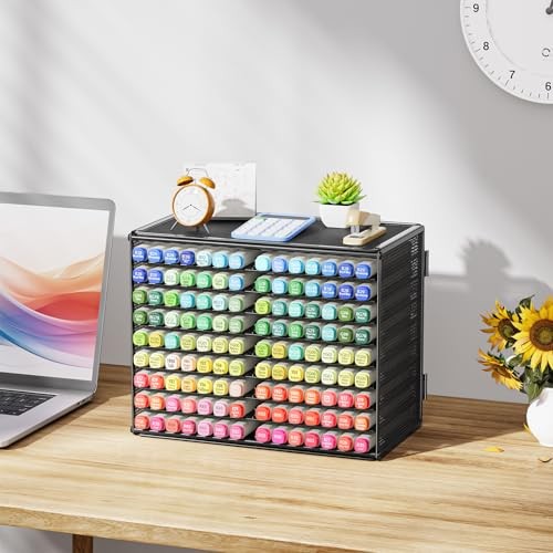 Marbrasse 9 Tier Metal Mesh Marker Organizer, Large Capacity Desk Storage Rack H