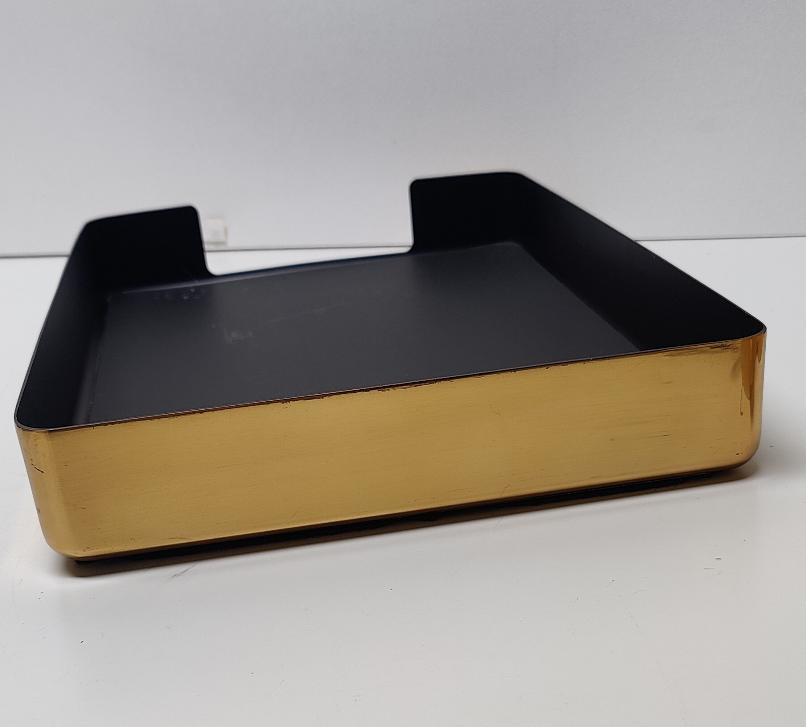 Vintage Knoll Office Desk Single Tray Paper Letter Holder Heavy Brass