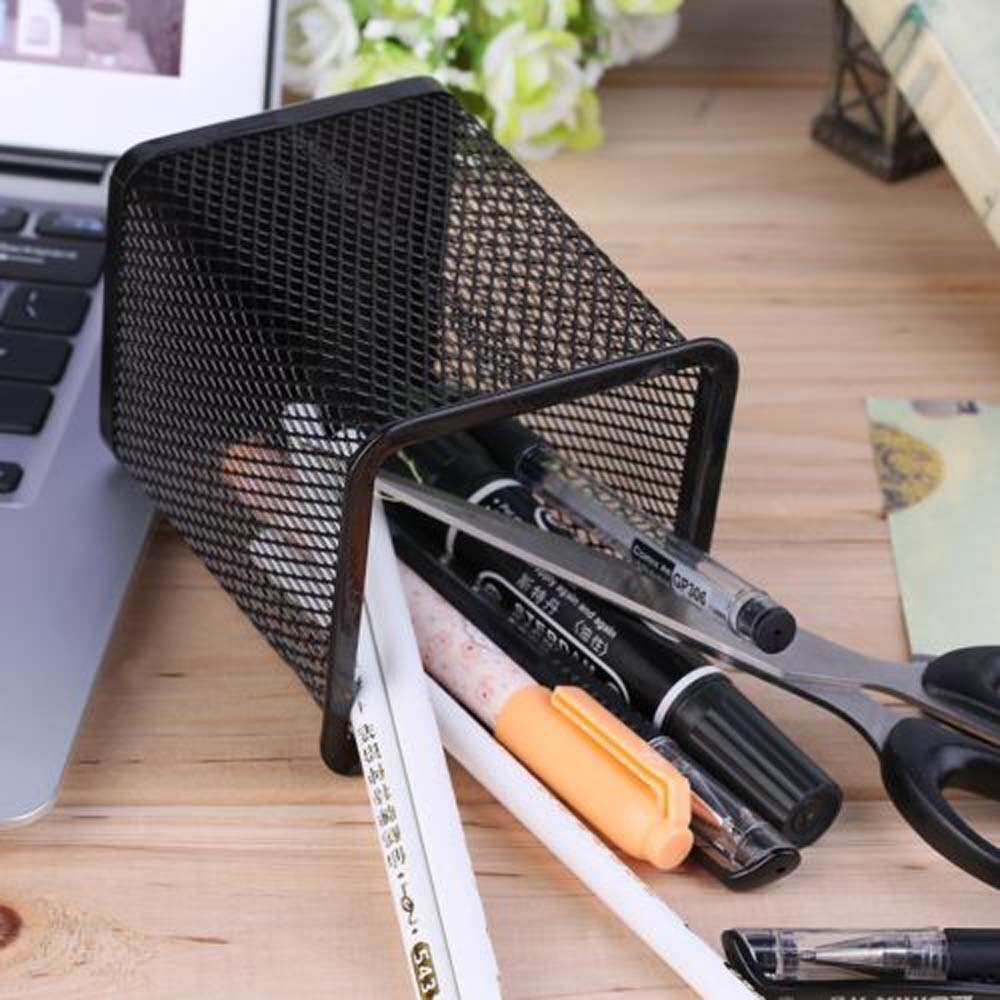 3 Pack Square Pen Holders Pencil Holders Black Metal Mesh Pen Pencil Cups Sta…