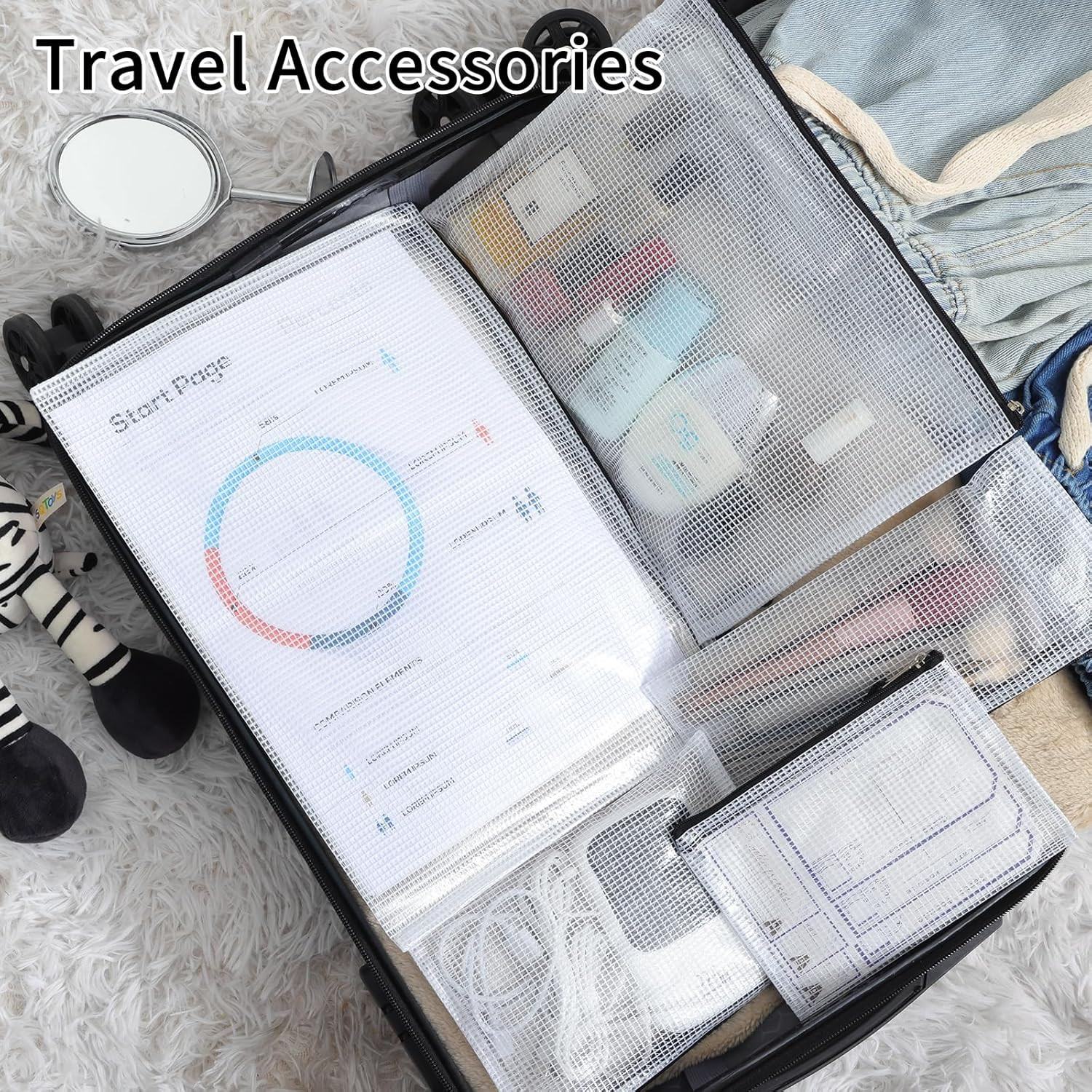 20pcs Mesh Zipper Pouch Bags 8 Size Water Resistant Zipper Bags Plastic Clear St