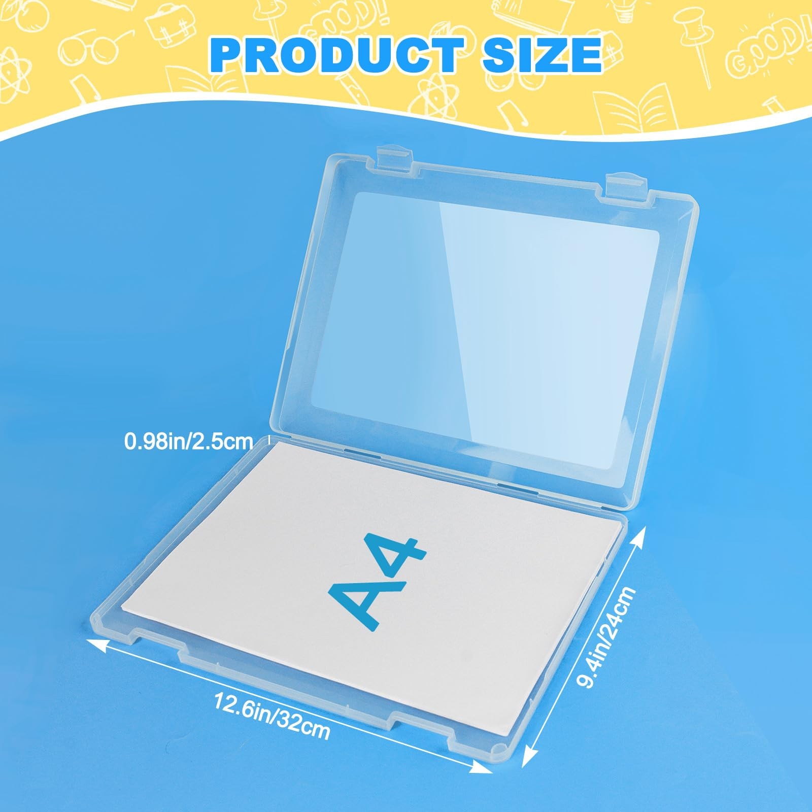 Bluedale 1 Pack A4 File Box Paper Organizers 12.6 x 9.4 x 0.98 inches, clear