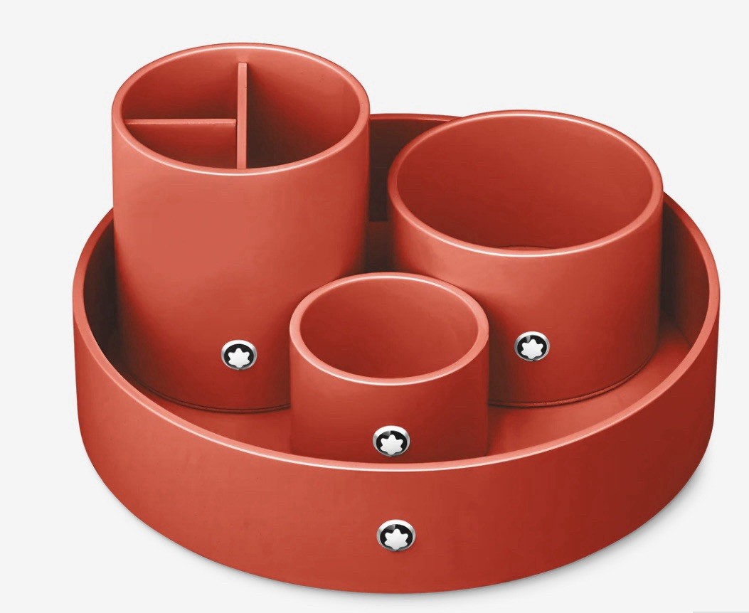 New Montblanc Desk Tray Round Small Lacquer Coral 133166 Retail $170