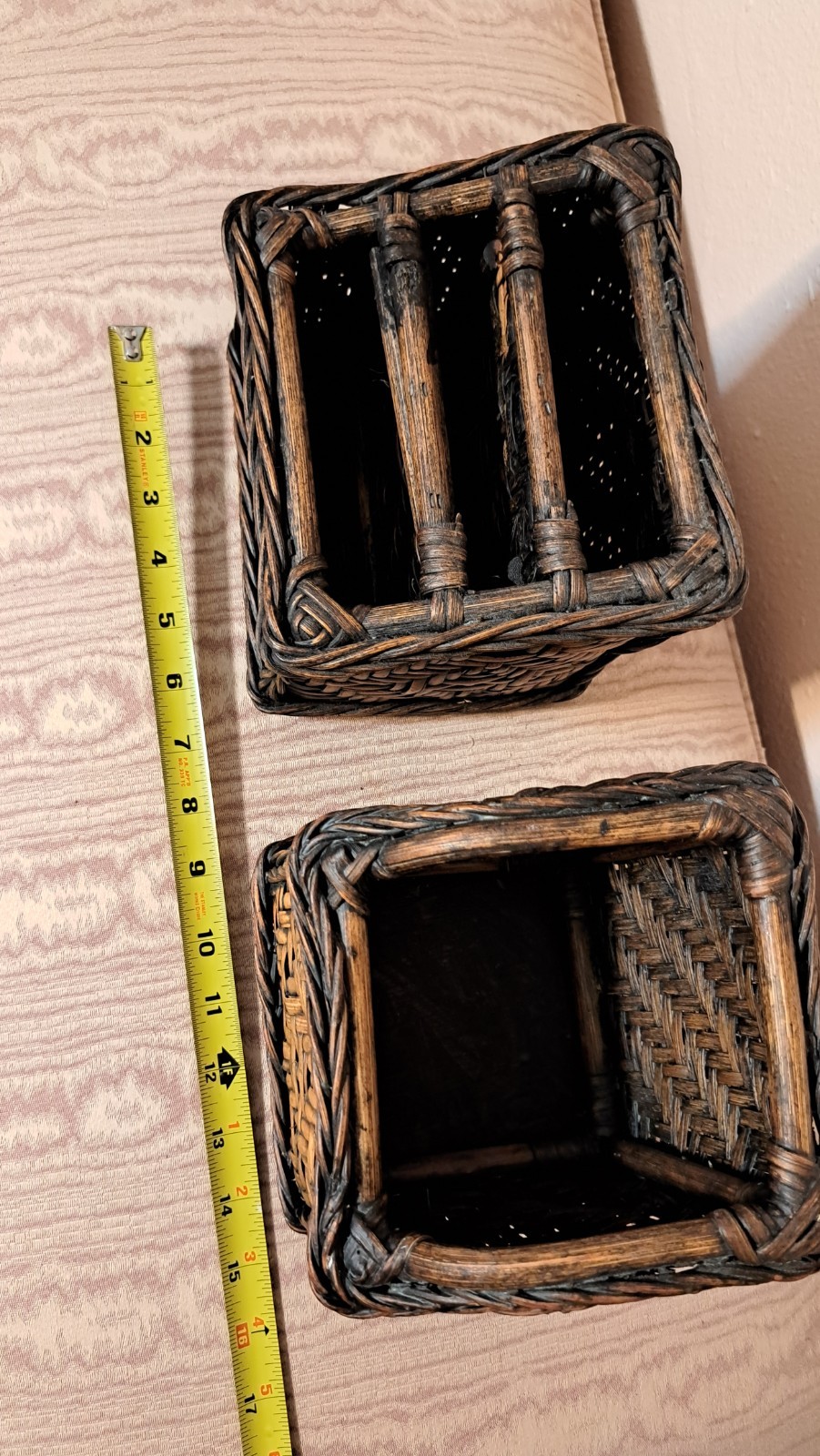 Vintage 4 Pc Woven Bamboo Rattan Wicker Desk Organizer Set Pencil Letter Boho