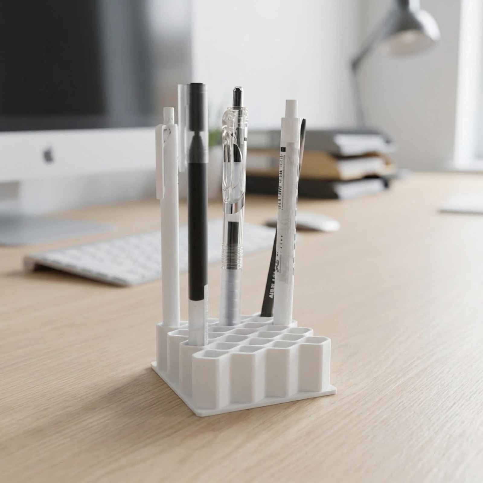 Ointment Tube Organizer Holder, Wave Design Desk Black and White