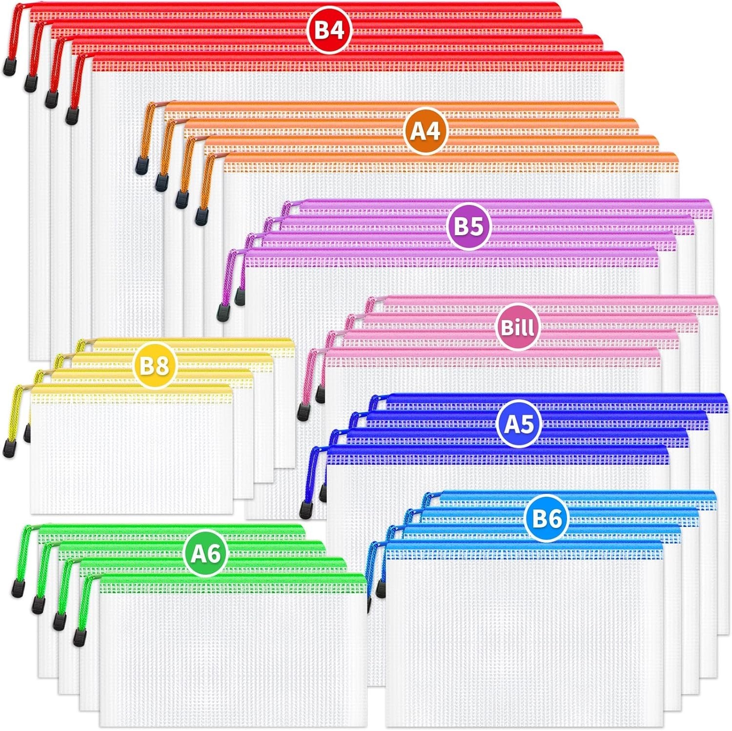 32pcs Mesh Zipper Pouch Bags, 8 Sizes, 8 Colors for Organizing, Board Game St…