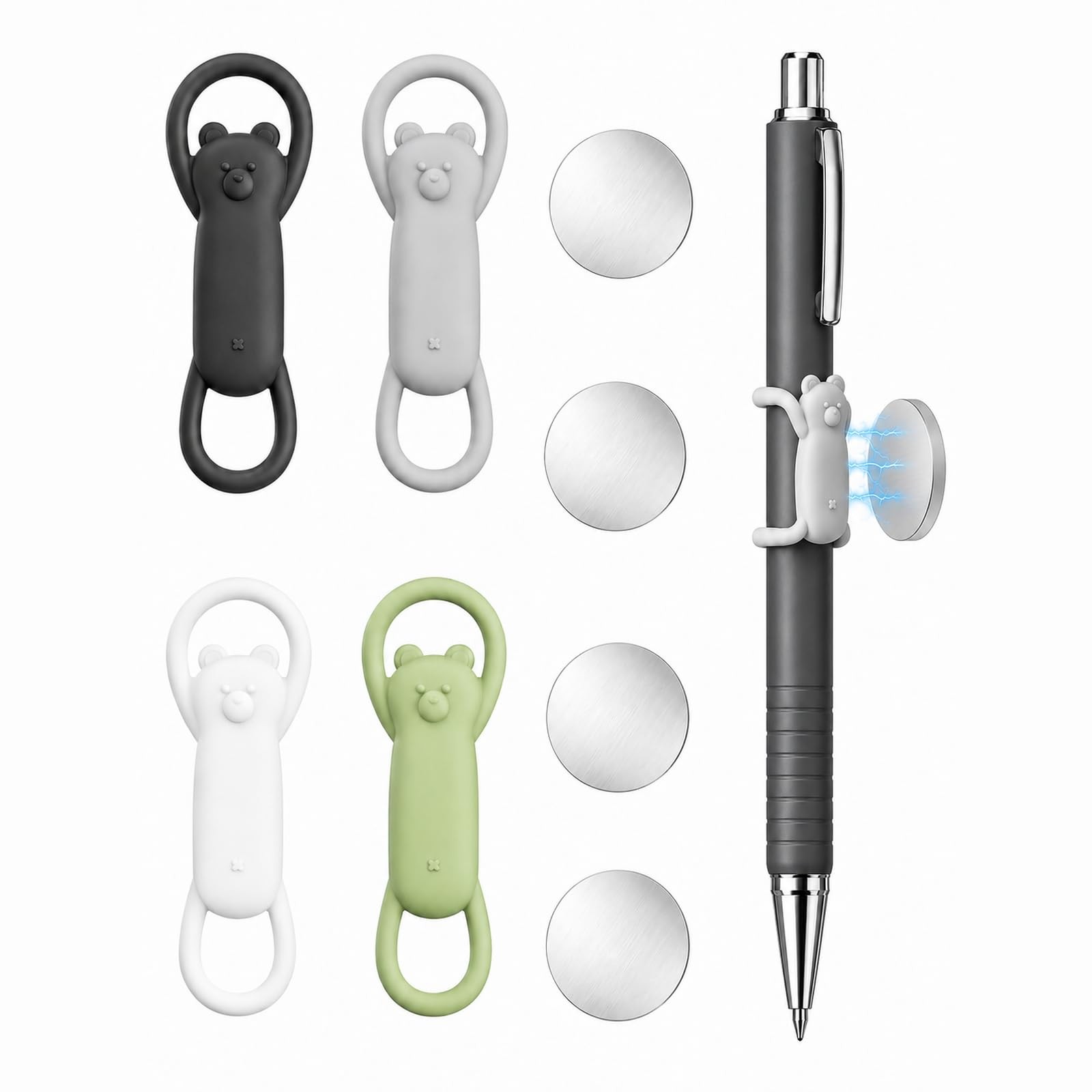 4Pcs Silicone Magnetic Pen Holder for Fridge Cute Magnetic Pencil Holder for …