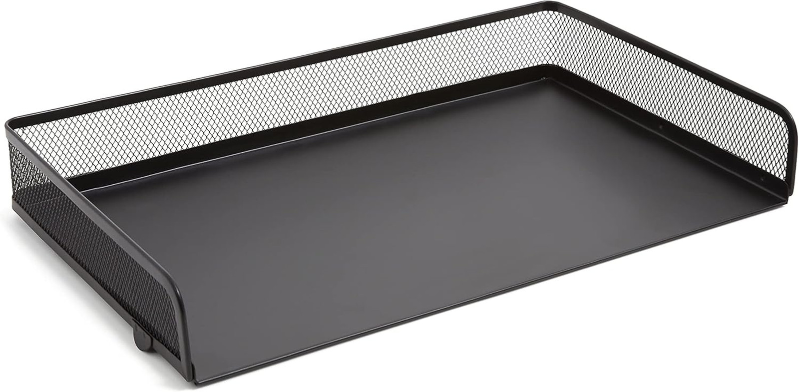 Side‑Load Stackable Metal Letter Tray, Matte Black – Desktop Paper Organizer for