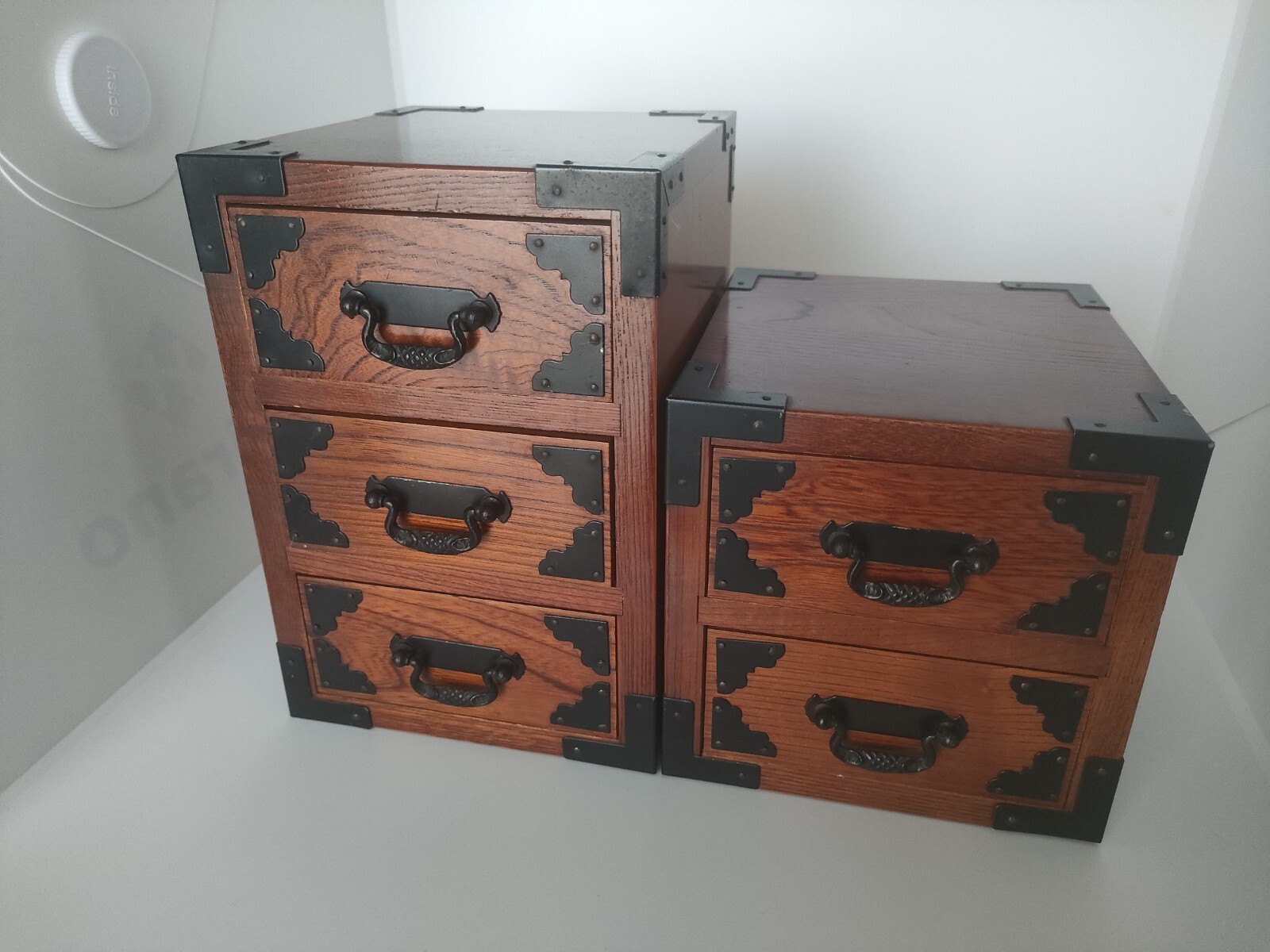 Wood Chest Showa Vintage 2 sets (3 drawers + 2 drawers) Limited Japan