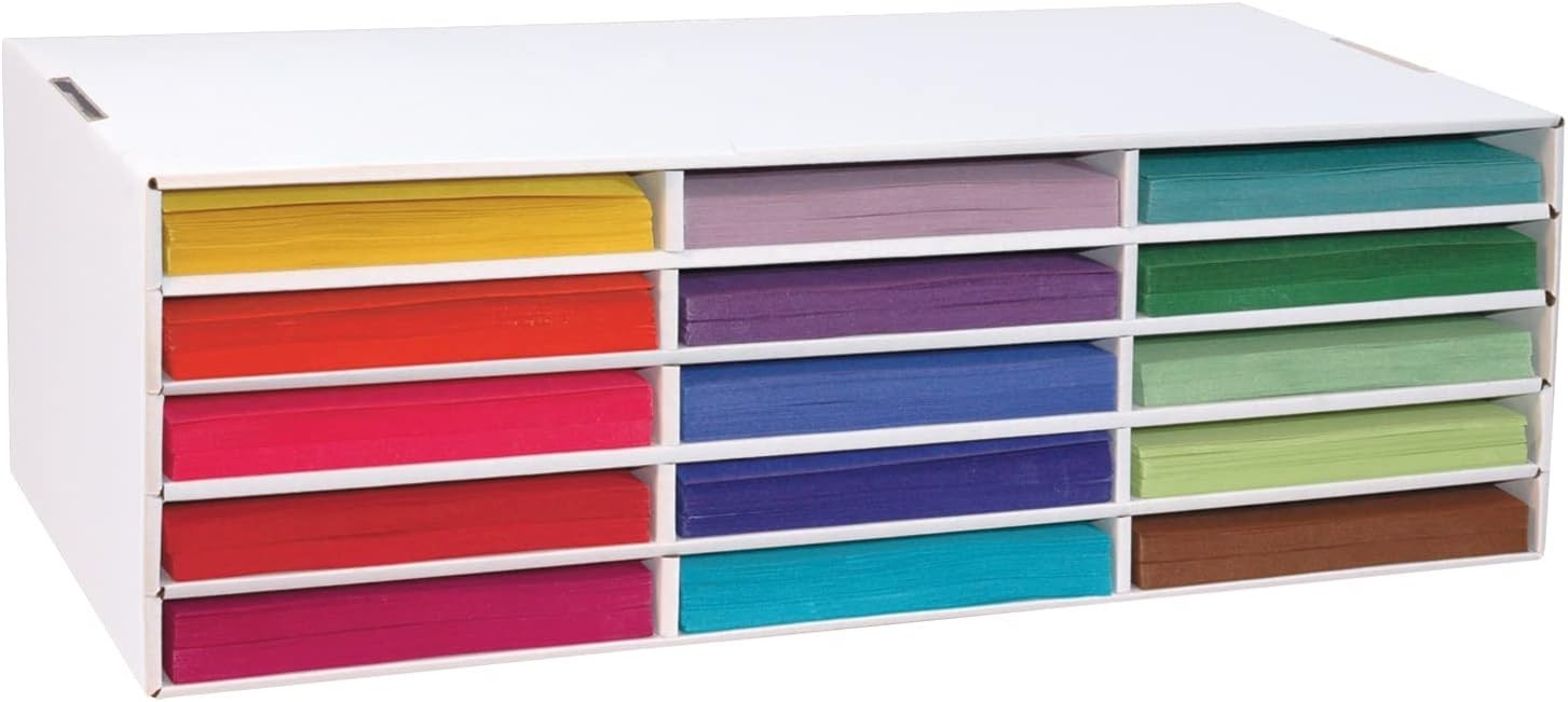 Rectangular Paper Storage Organizer for Craft Supplies and Educational Use