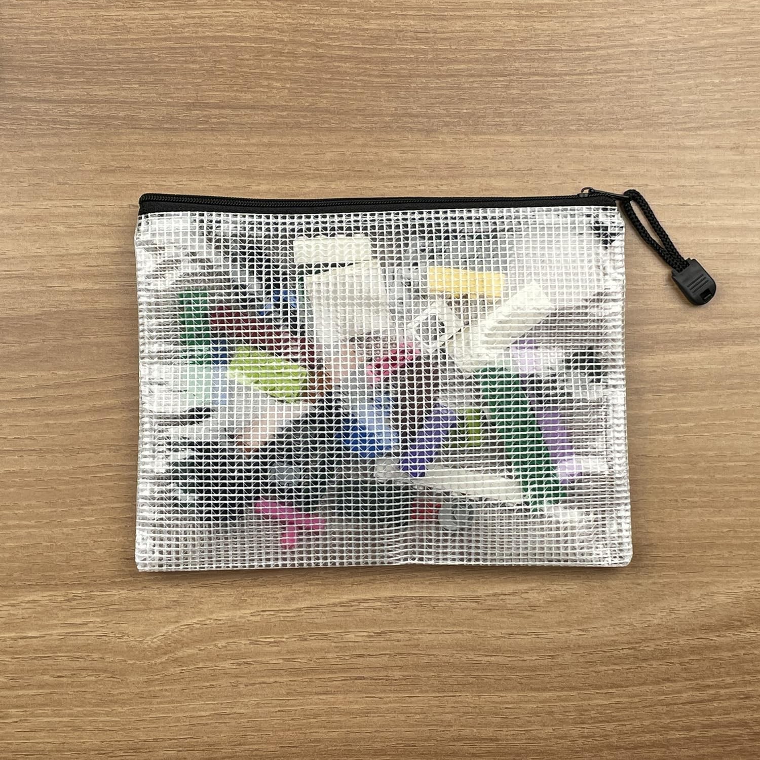 Mesh Zipper Pouch 3×5 Inch Plastic Zip File Folders Storage Bags Black 24 PCS