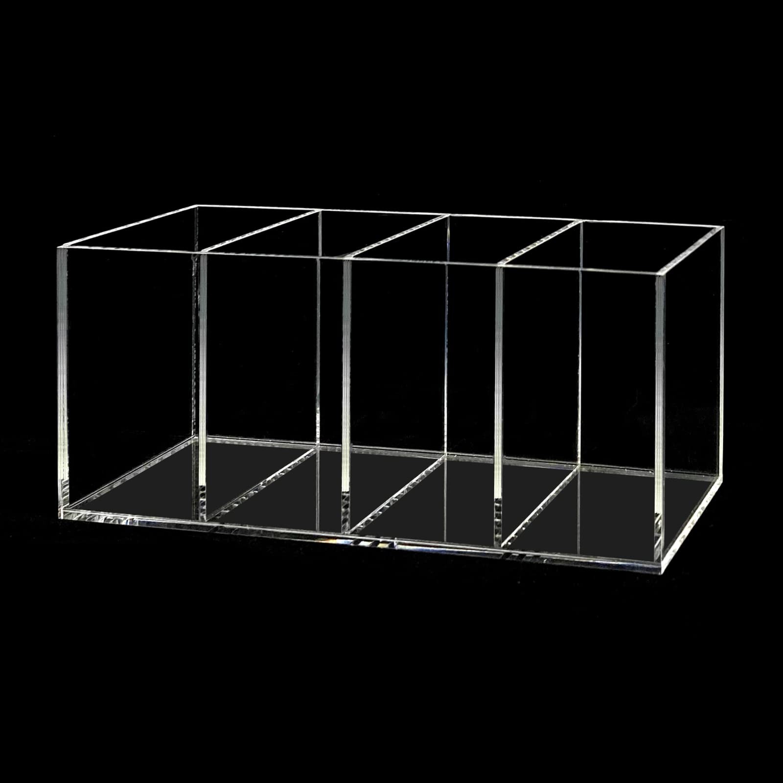 HSYMQ Acrylic Pen Holder 4 Compartments Clear Pencil Transparent