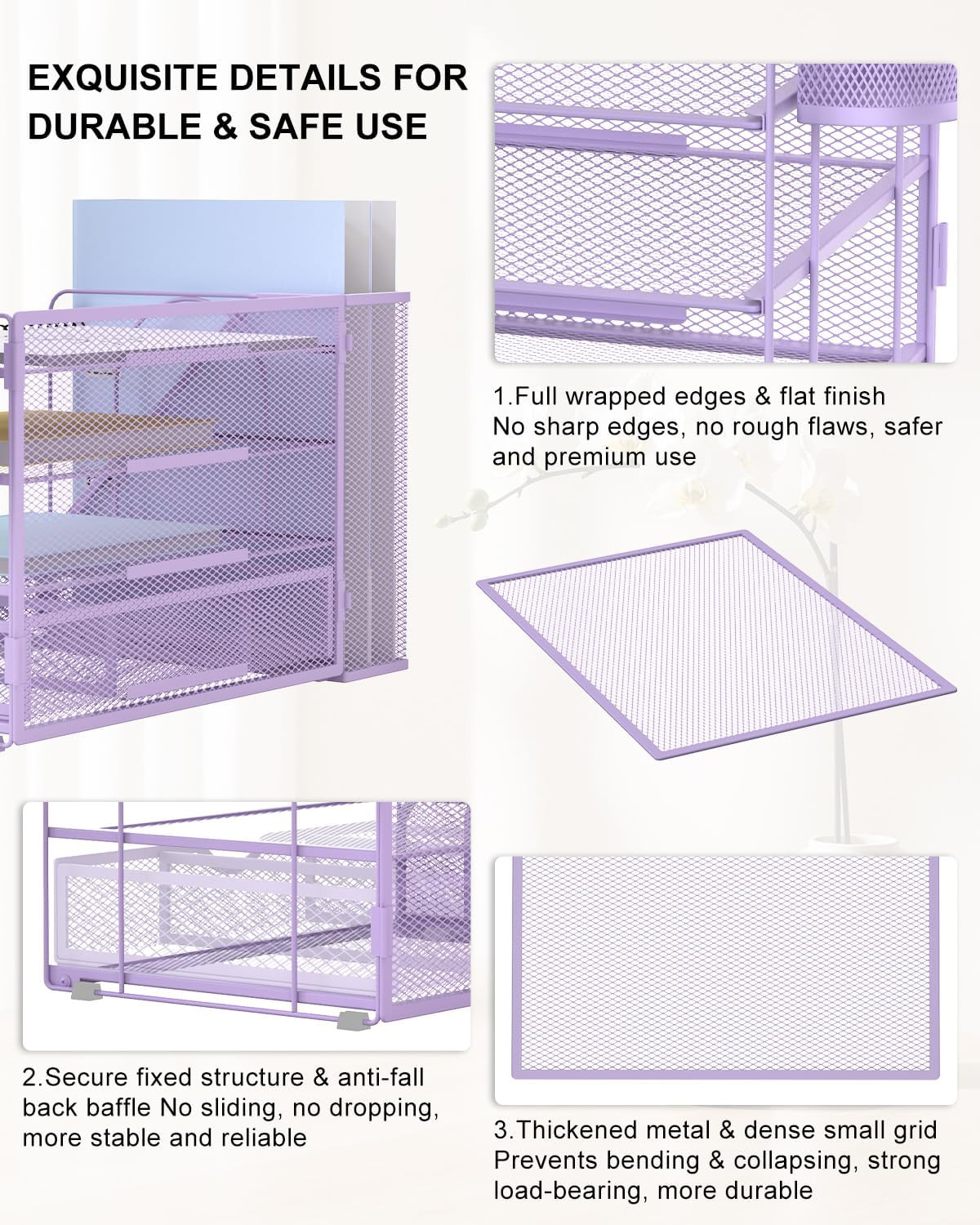 WALI Desk File Organizer, 4 Tier Desktop Paper Letter Tray Organizer with Drawer