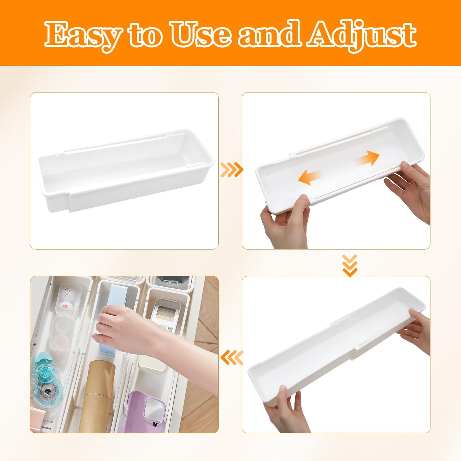 Eikovia 2 Pack Hanging Expandable Drawer 12.4 x 5.79 x 2.4 inch, white