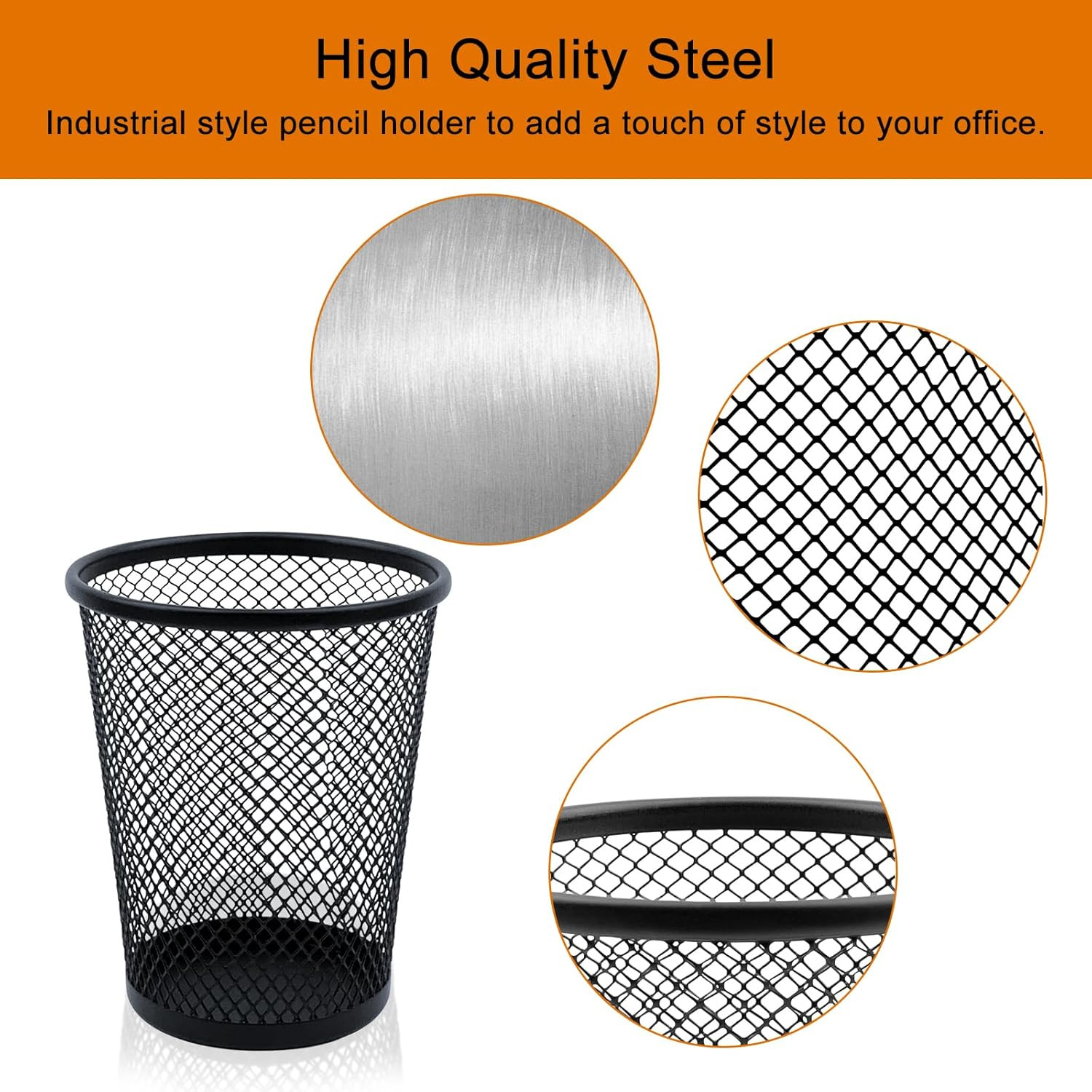 Desk Pencil Pen Holder, Wire Mesh Pen Cup Holder for Desk Organizer and Office D